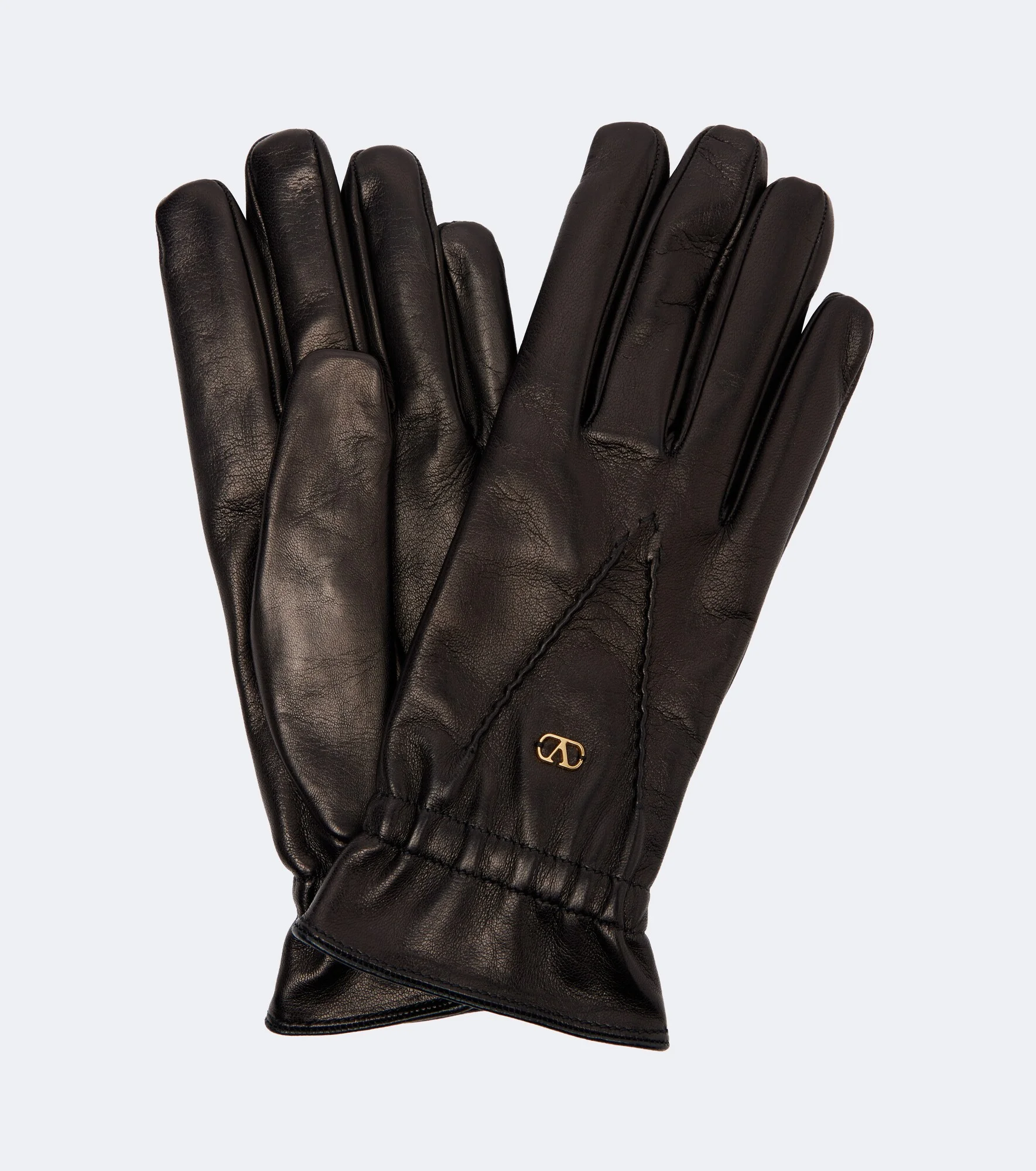 VLogo leather gloves - 1