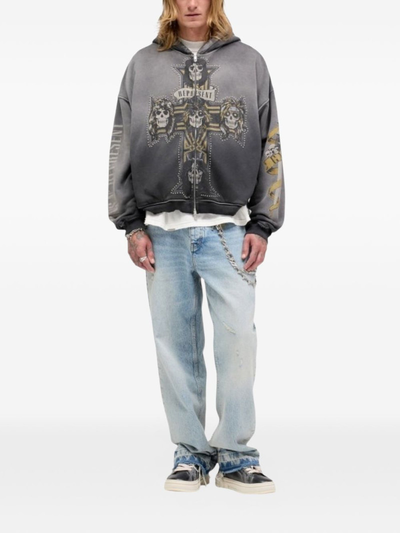 REPRESENT x Guns N’ Roses cross zip through hoodie outlook