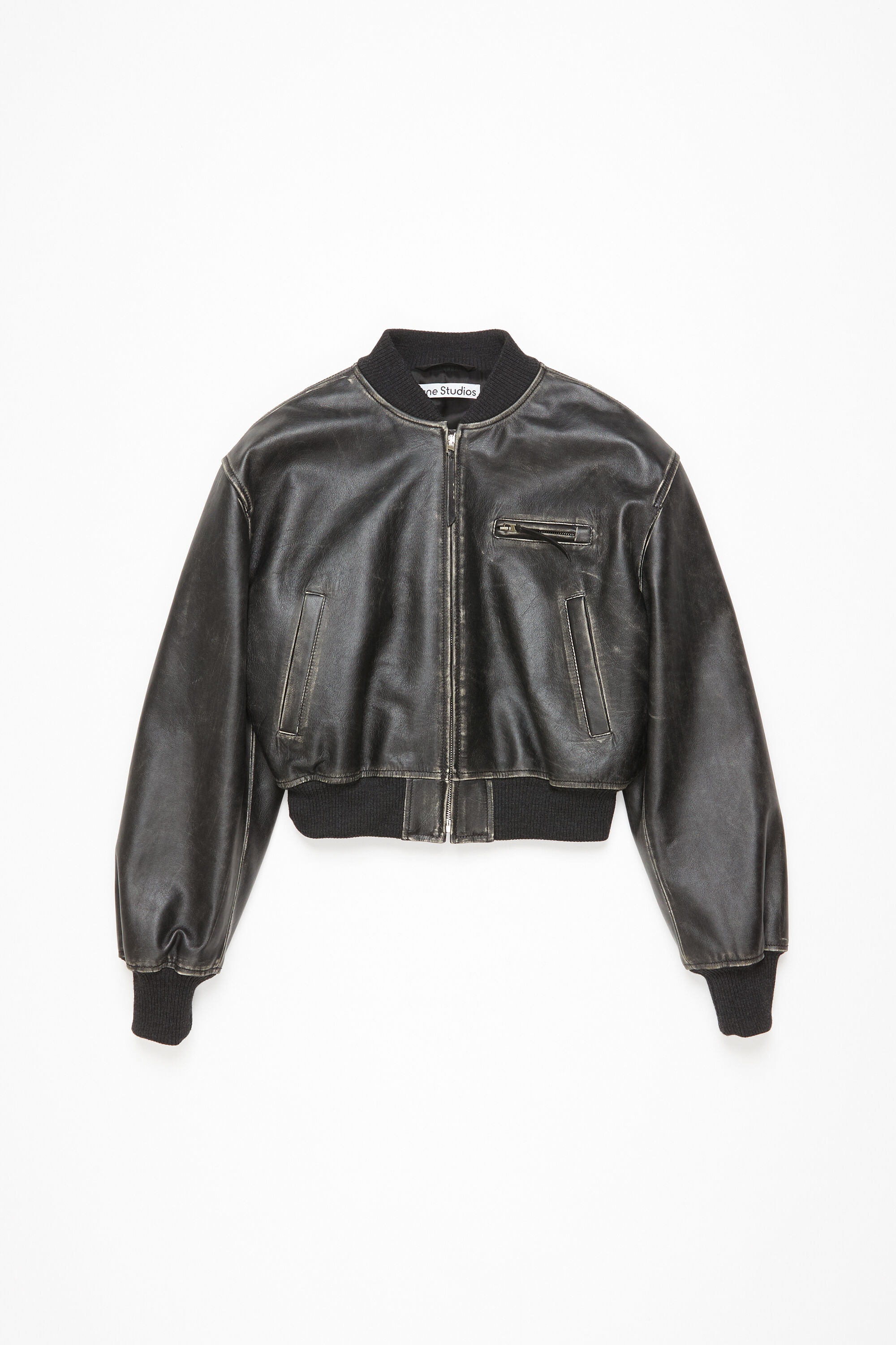 Leather bomber jacket - Black - 8
