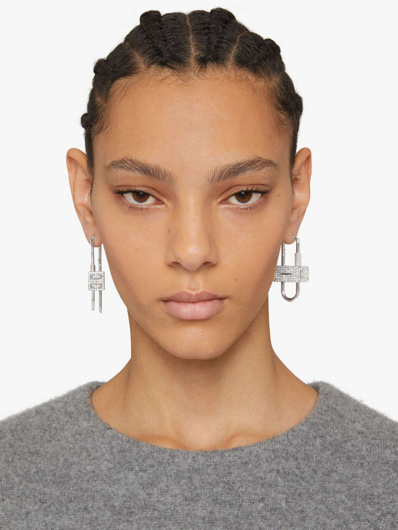 Givenchy LOCK ASYMMETRICAL EARRINGS WITH CRYSTALS | REVERSIBLE