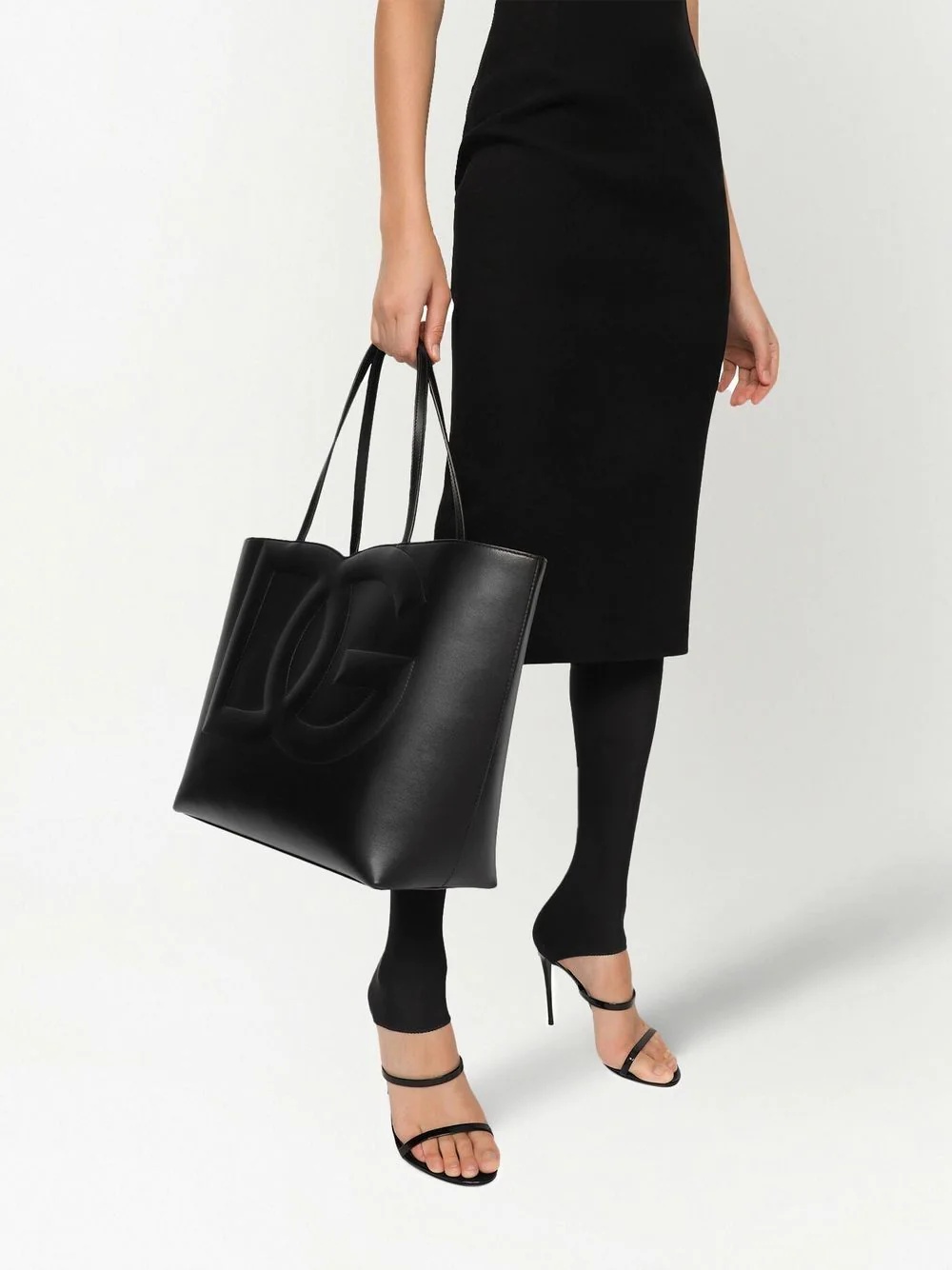 embossed-logo leather tote bag - 2