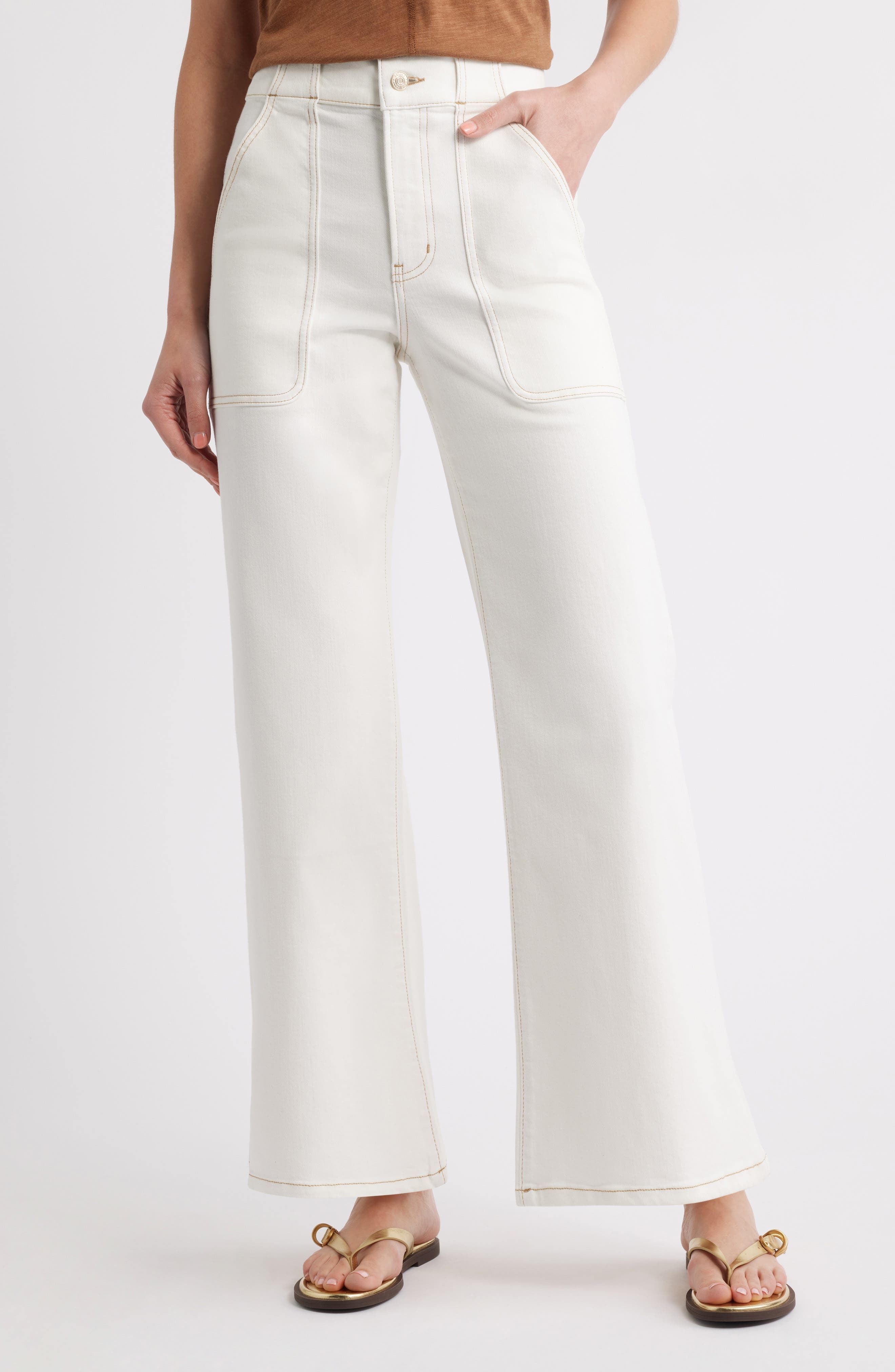 FRAME The Modern Pocket Wide Leg Jeans in Au Natural Clean at Nordstrom - 1
