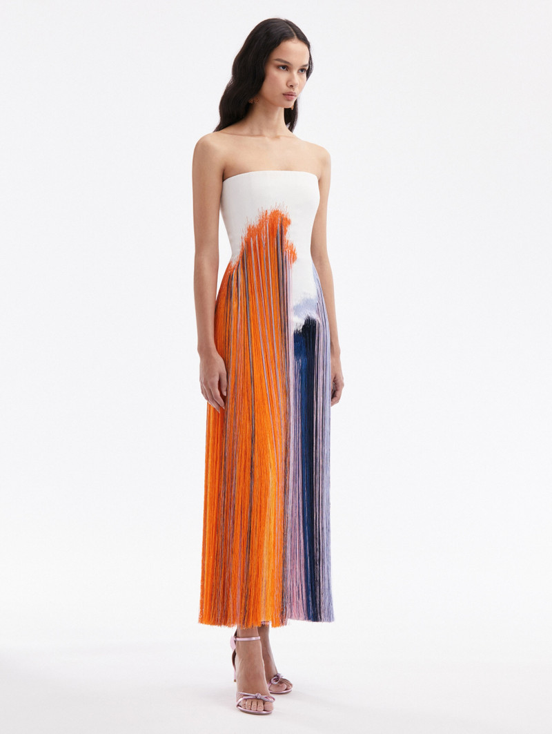 ABSTRACT BRUSHSTROKE FRINGE COCKTAIL DRESS 3