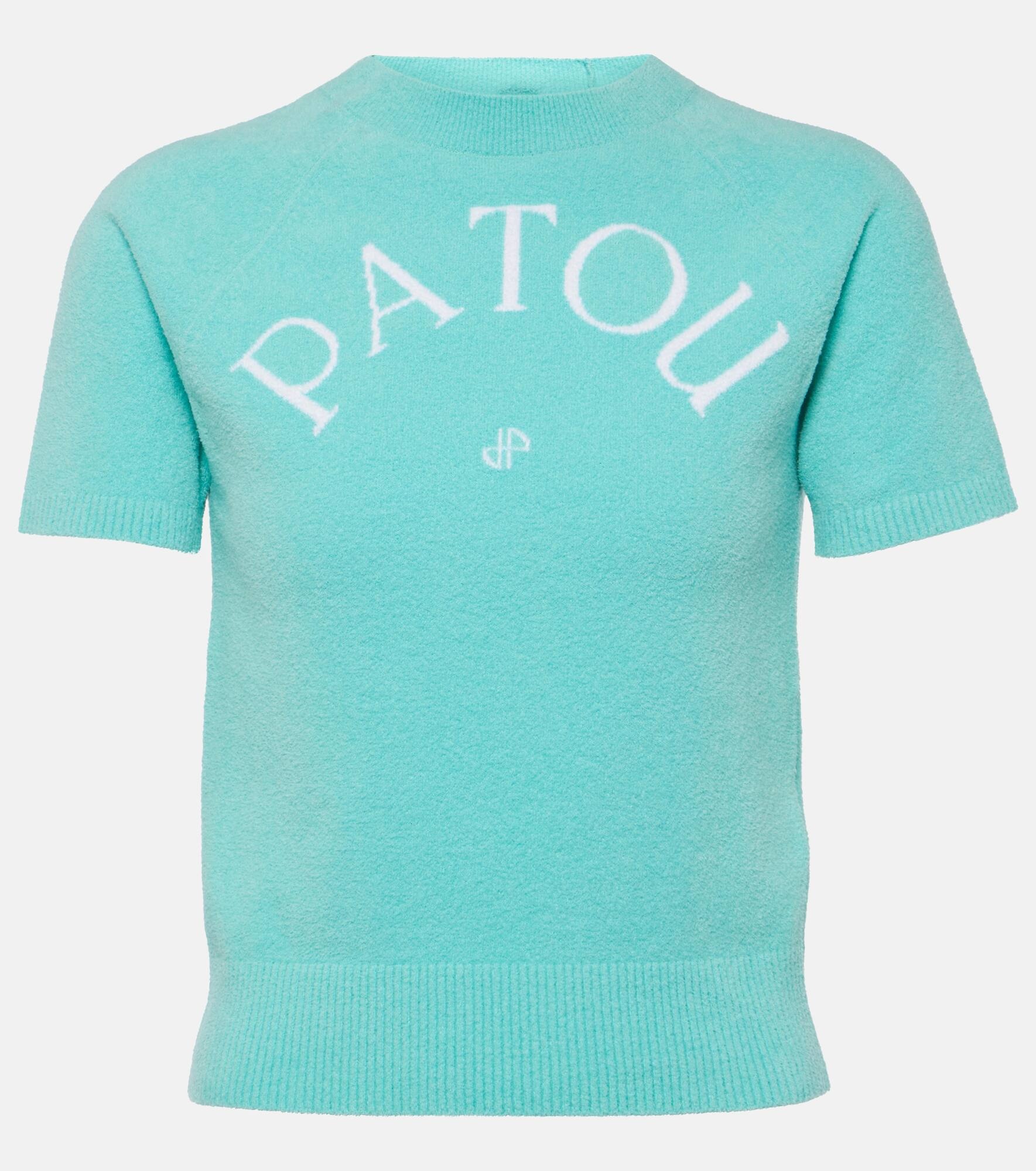 Logo knitted cotton-blend T-shirt - 1