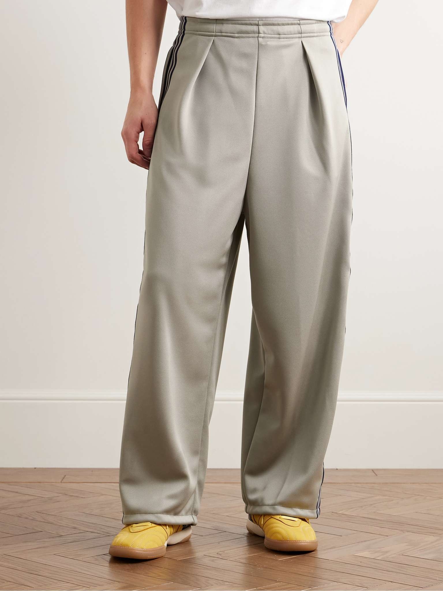 Straight-Leg Pleated Appliquéd Striped Tech-Jersey Track Pants - 3