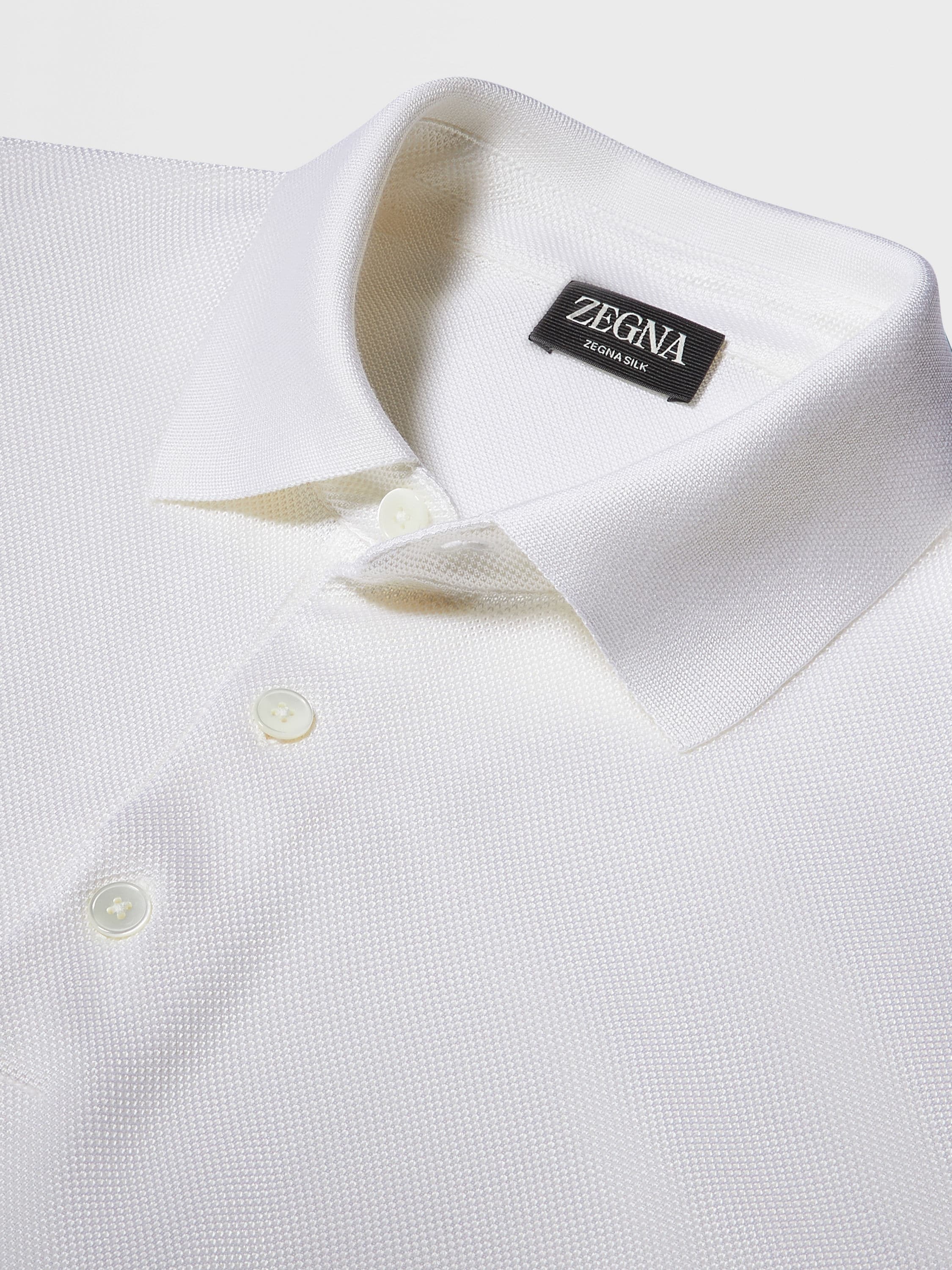 WHITE ZEGNA SILK POLO SHIRT - 3