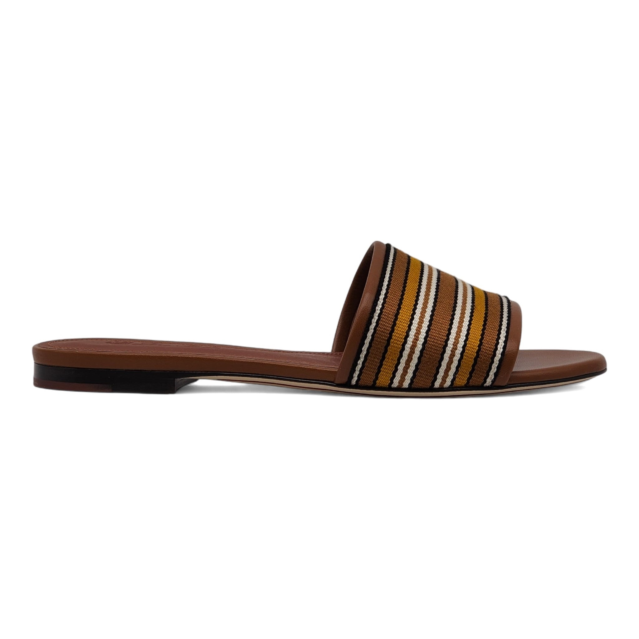 Loro Piana The Suitcase Stripe Flat Sandals in Brown - 3