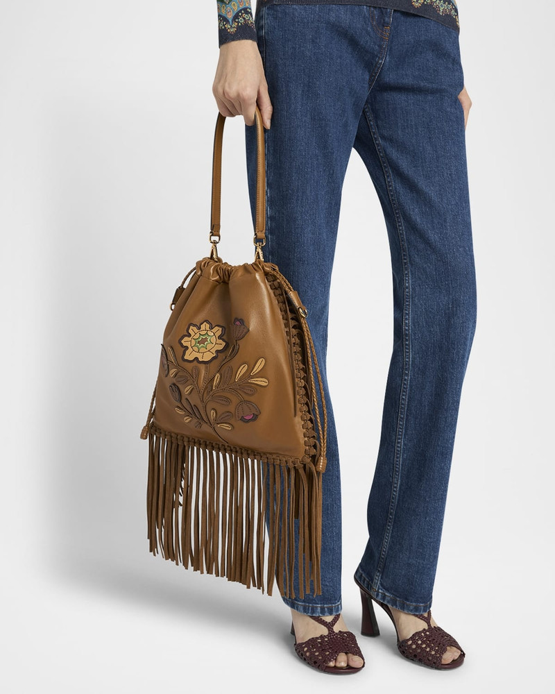 Etro Kalispera Fringed Leather Shoulder Bag outlook