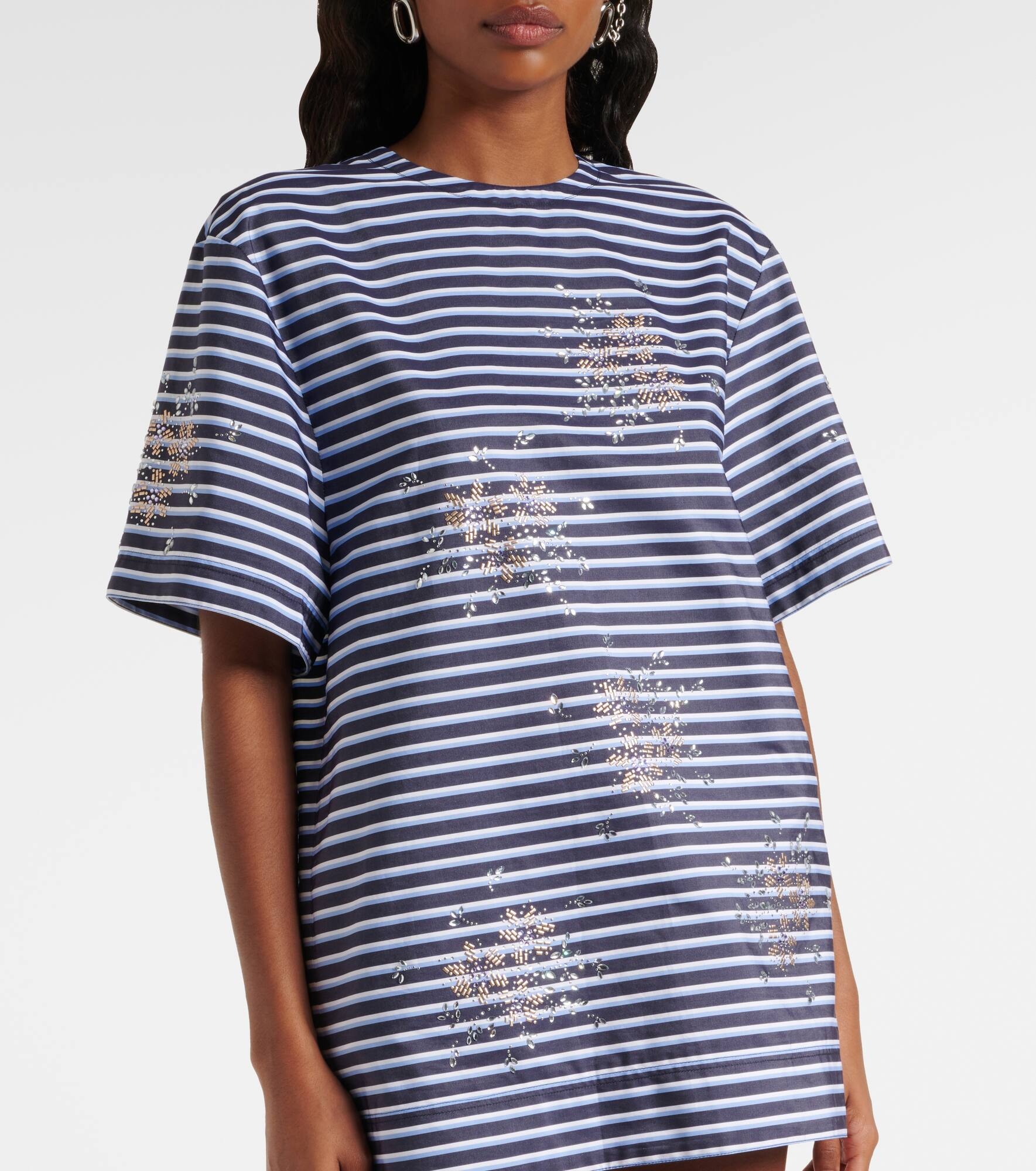 Embellished striped cotton jersey T-shirt - 6