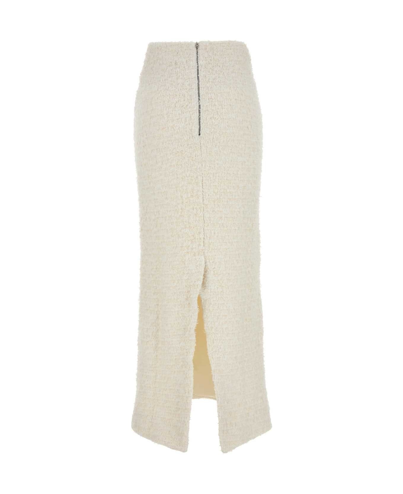 White Stretch Bouclã¨ Skirt - 2