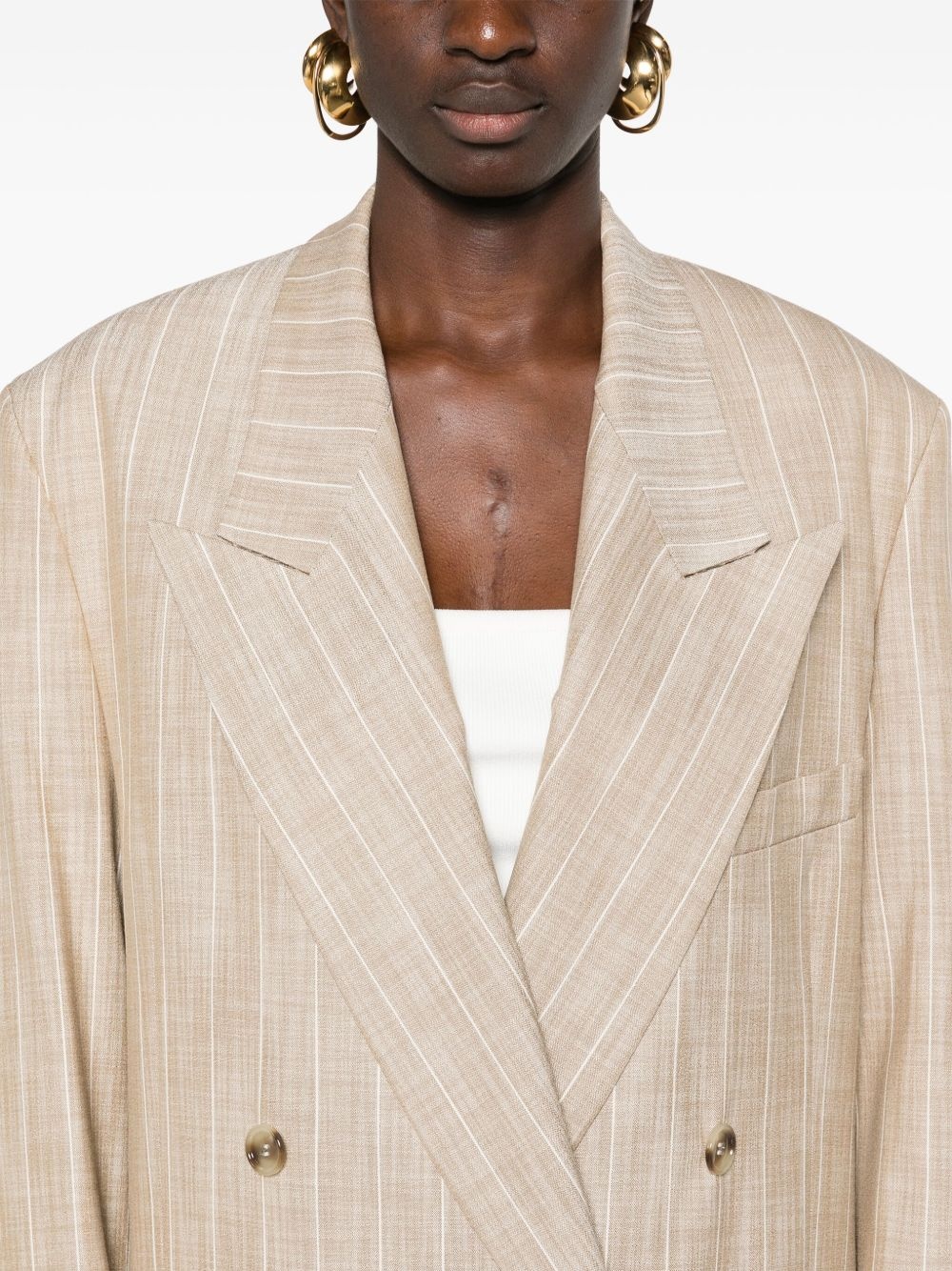 pinstriped double-breasted blazer - 5