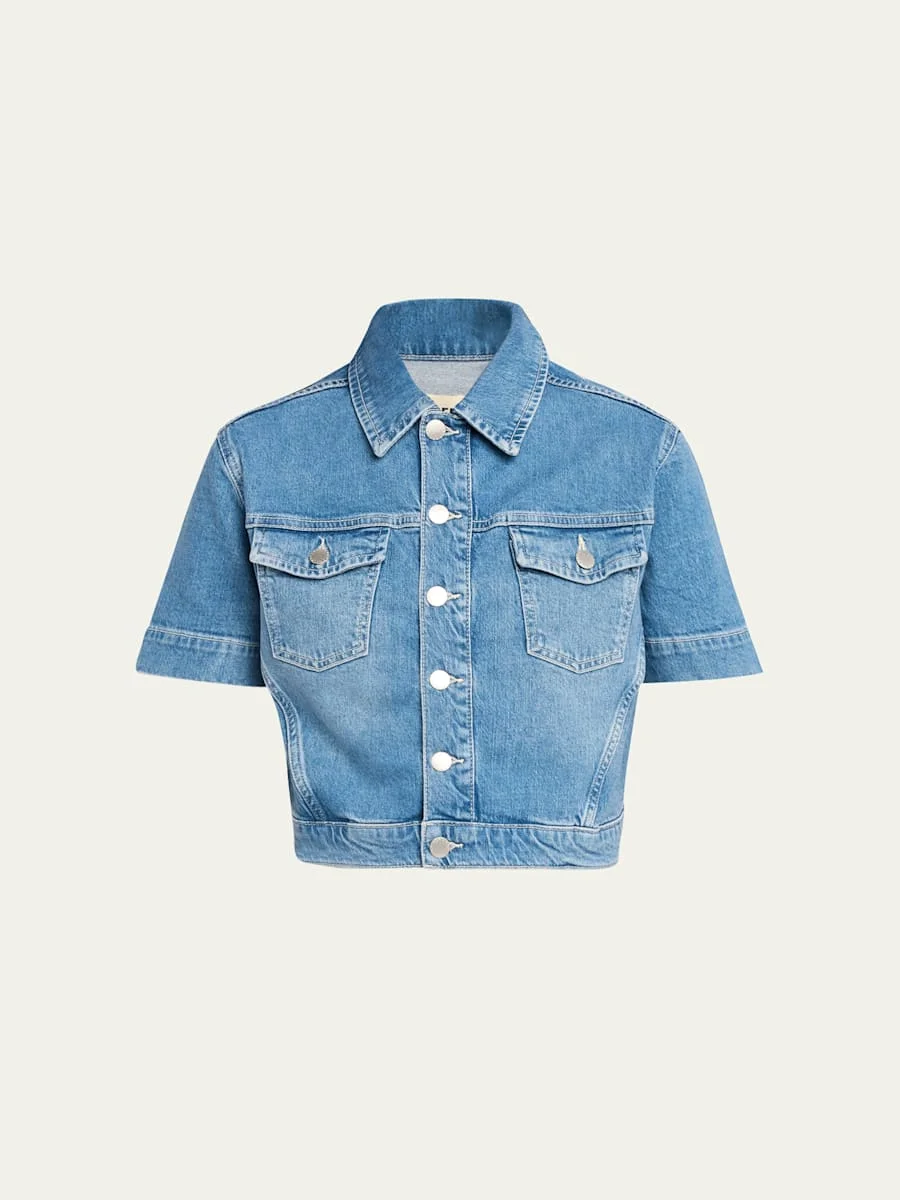 Kirstie Cropped Short-Sleeve Denim Jacket - 1