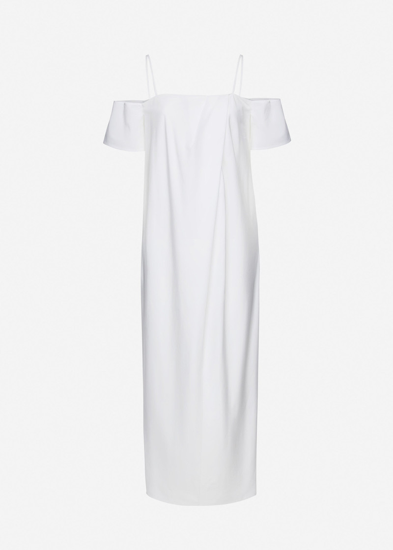 Off-shoulder cotton maxi dress in white 1
