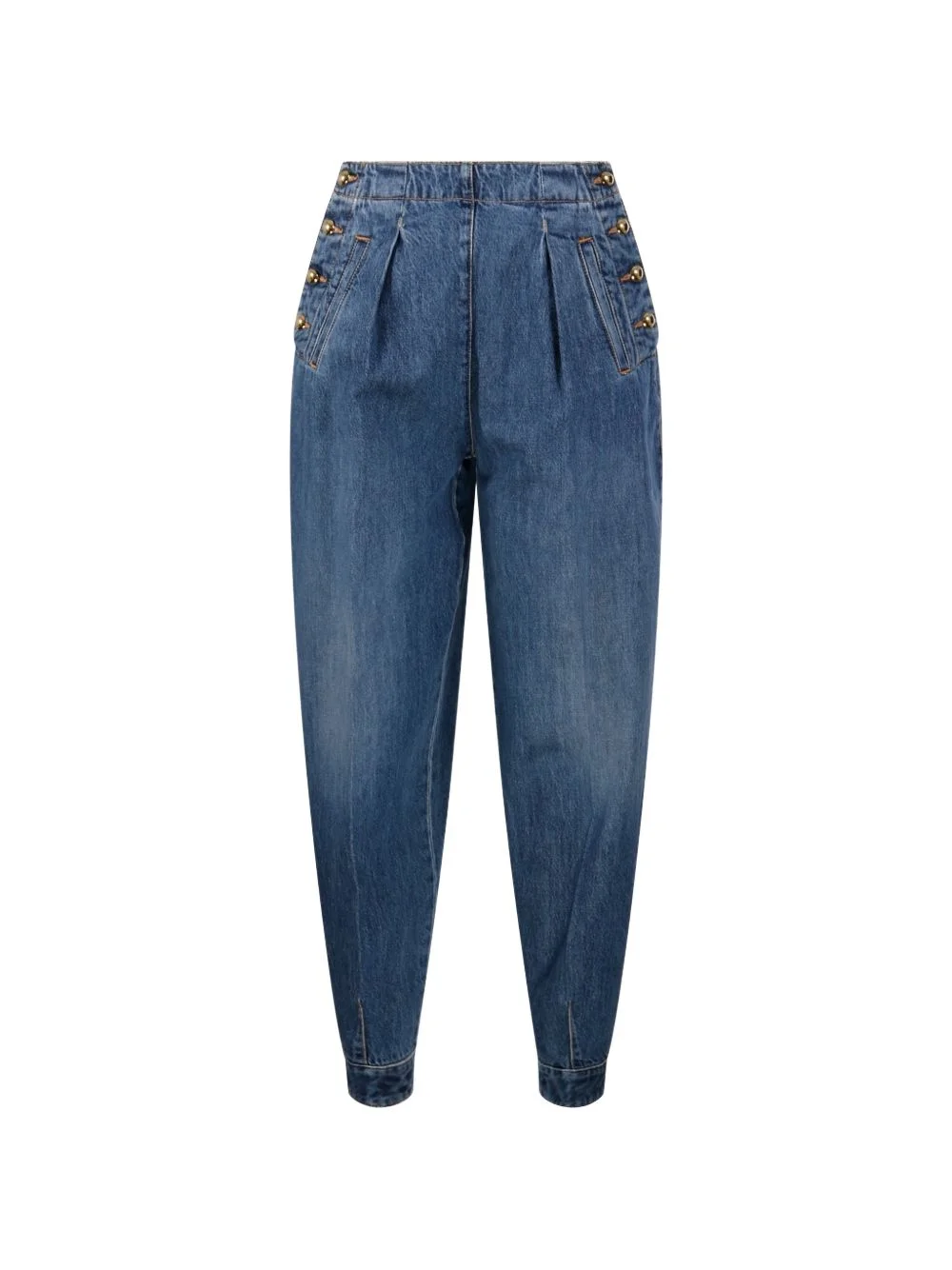 button-embellished pleated jeans - 1