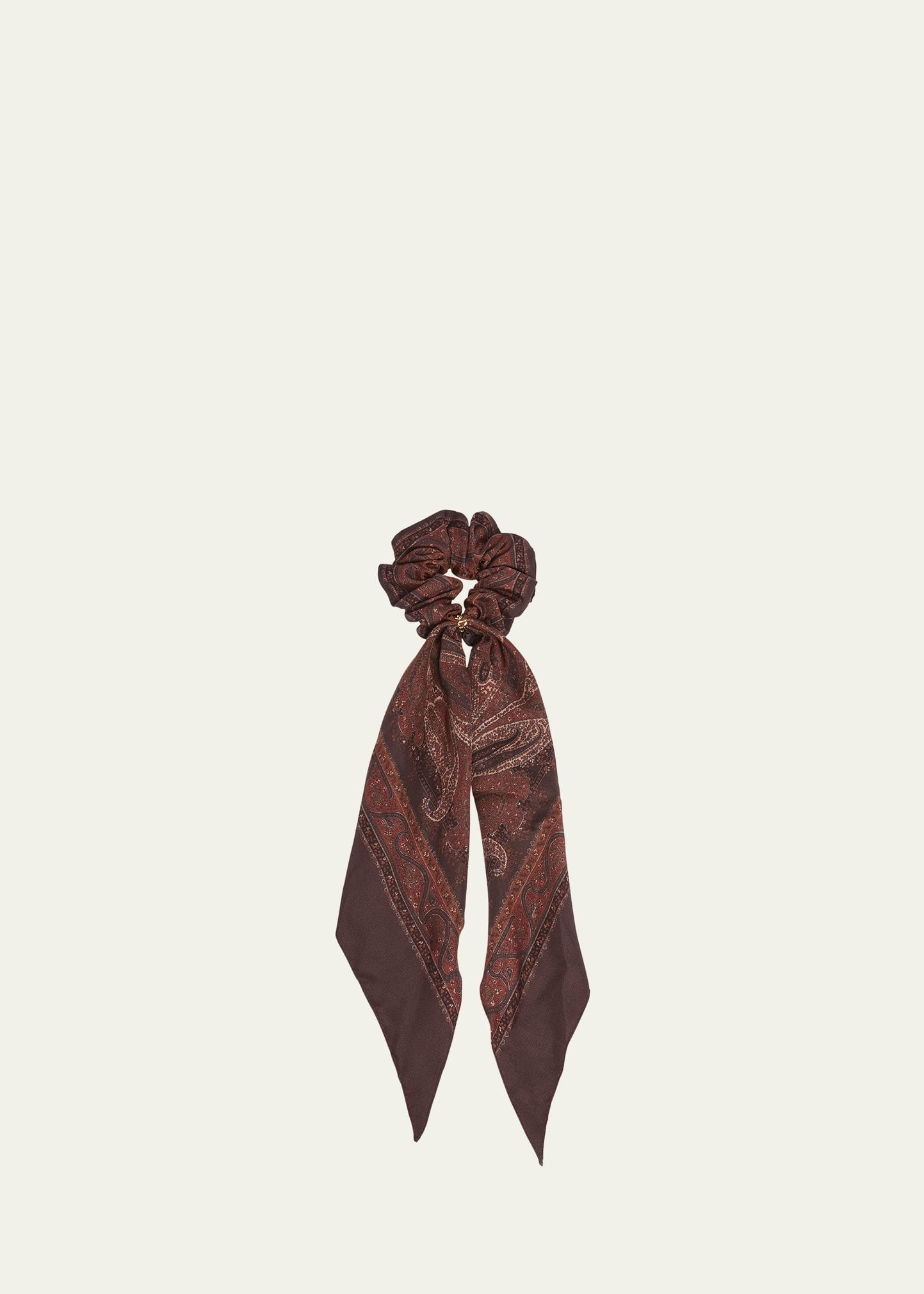 Paisley Printed Silk Scarf Scrunchie - 1