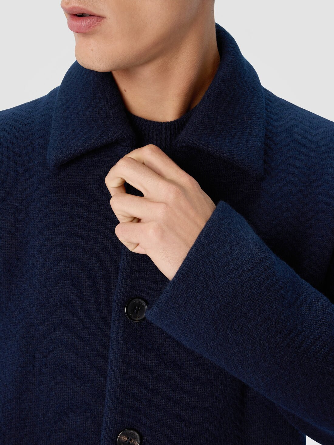 Double Knit Coat with Zigzag Pattern - 5