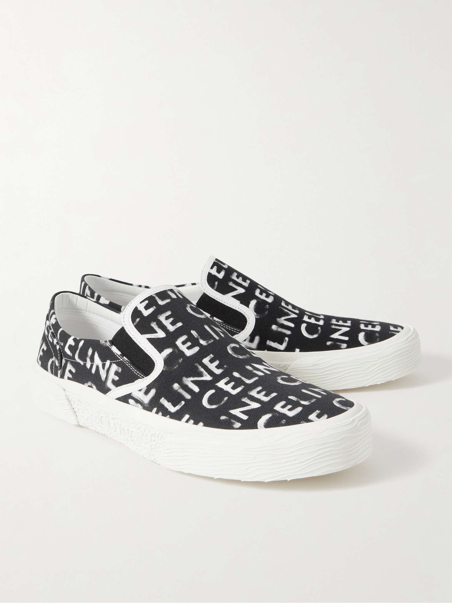 Elliot Leather-Trimmed Logo-Print Canvas Slip-On Sneakers - 4