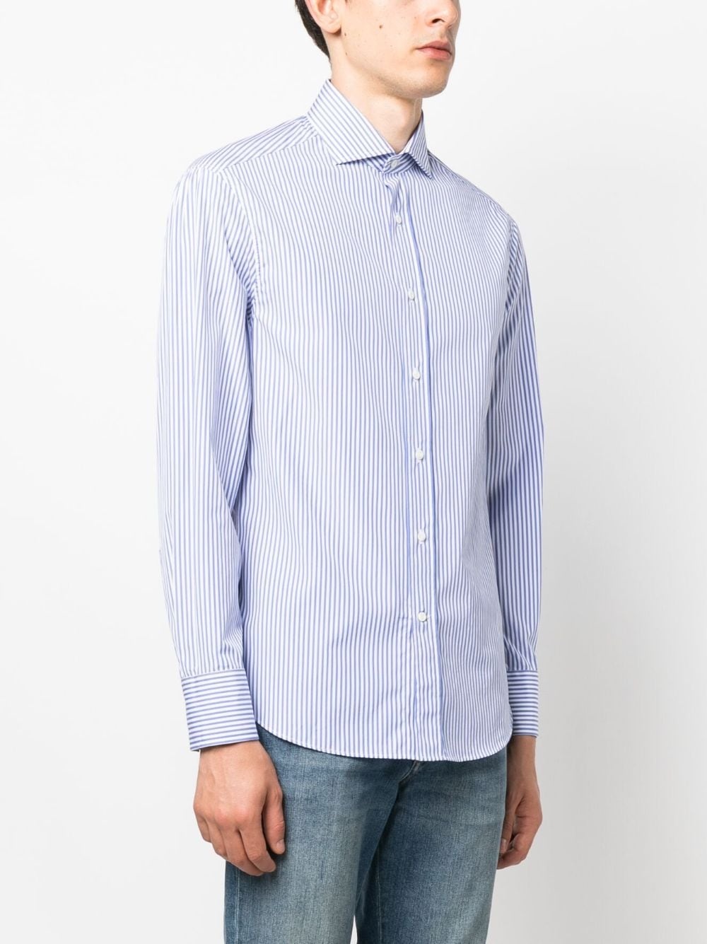 striped long-sleeved cotton shirt - 3