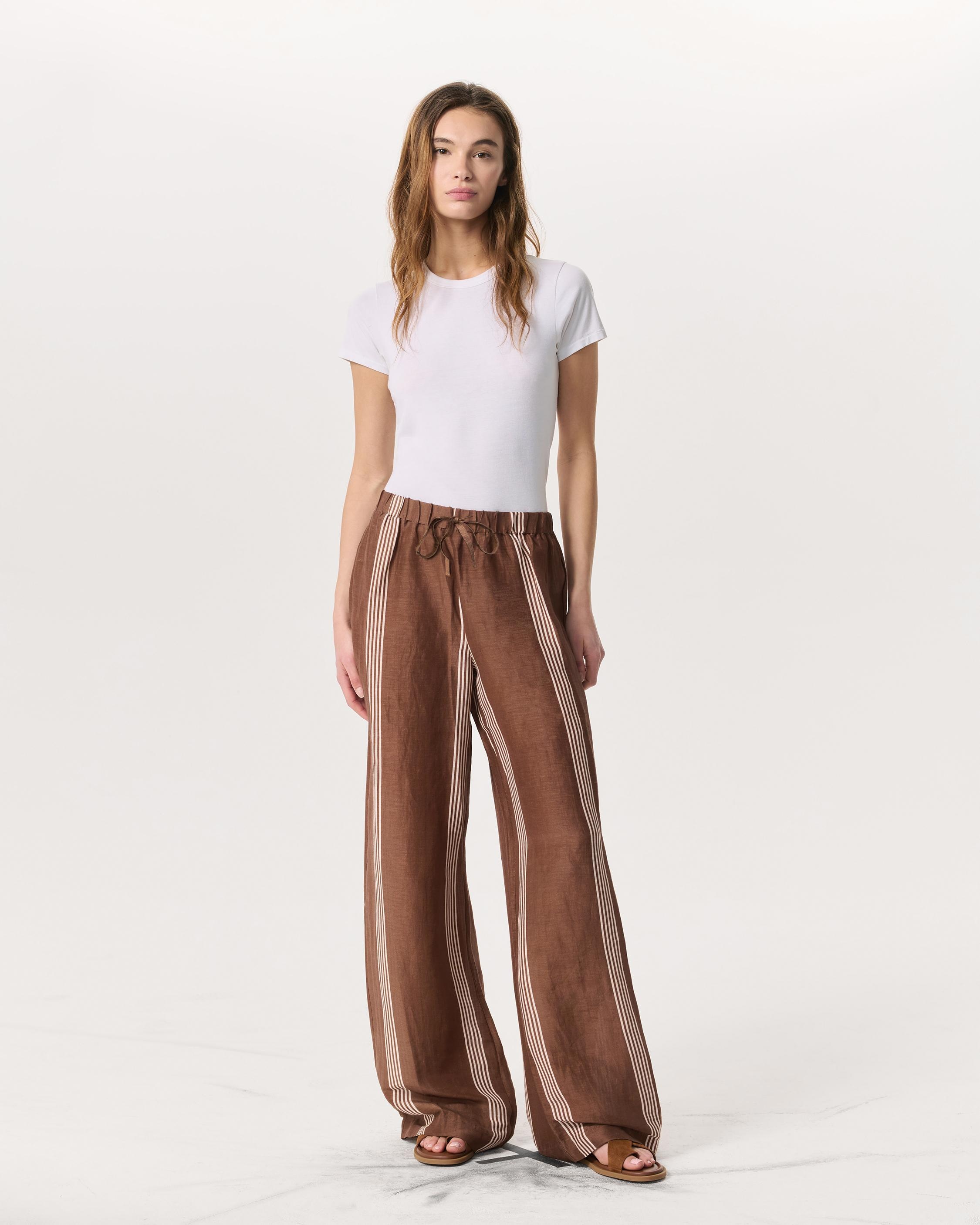 Olivia Striped Linen-Silk Pants - 2