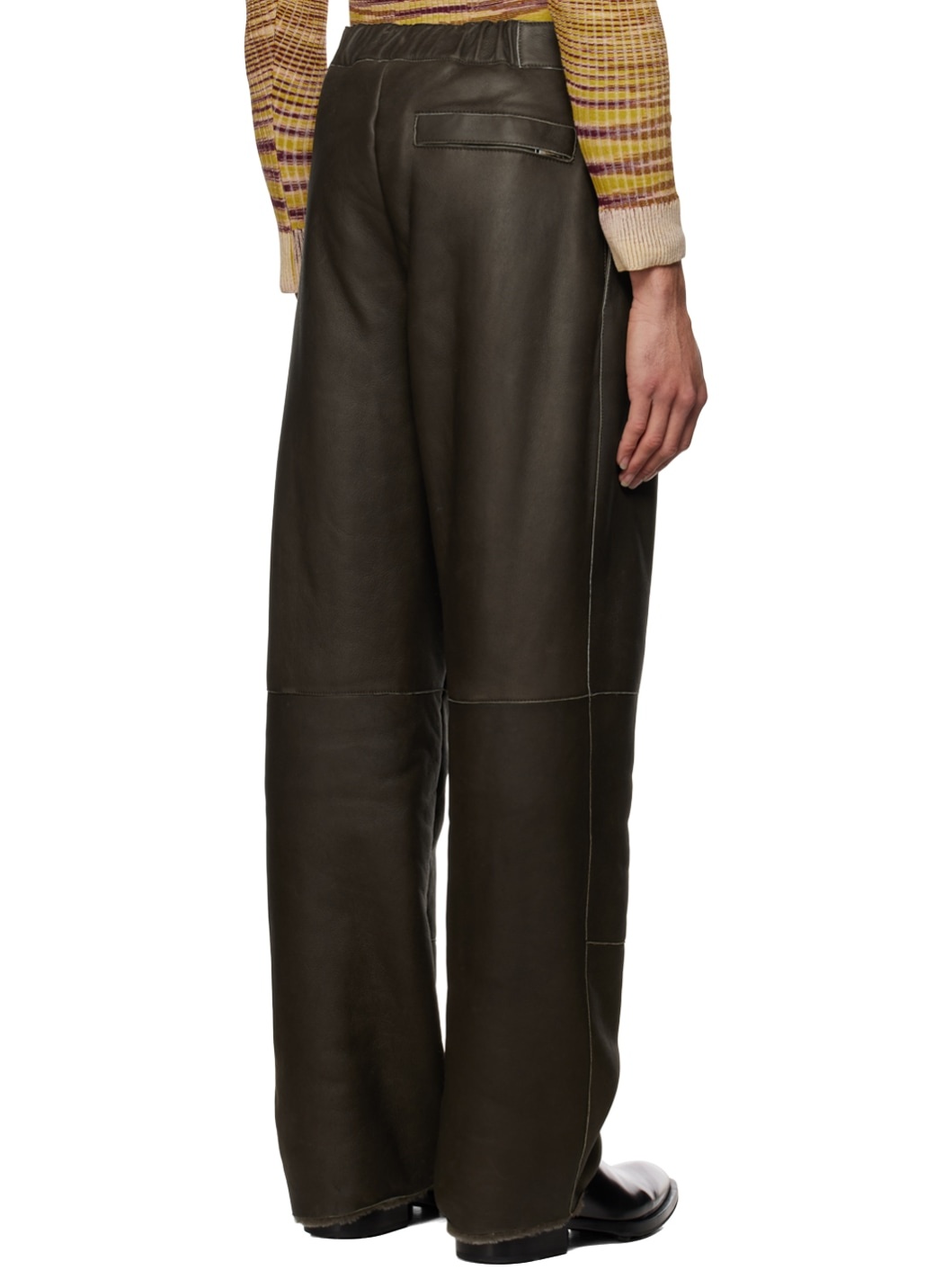 Khaki 'Le Pantalon Pastre' Leather Pants - 3