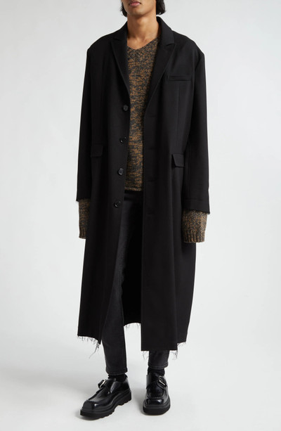 UNDERCOVER Fray Hem Longline Wool Coat outlook