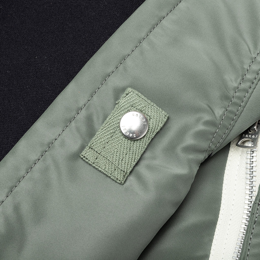 NYLON TWILL X SPONGE SWEAT HOODIE - NAVY/KHAKI - 5