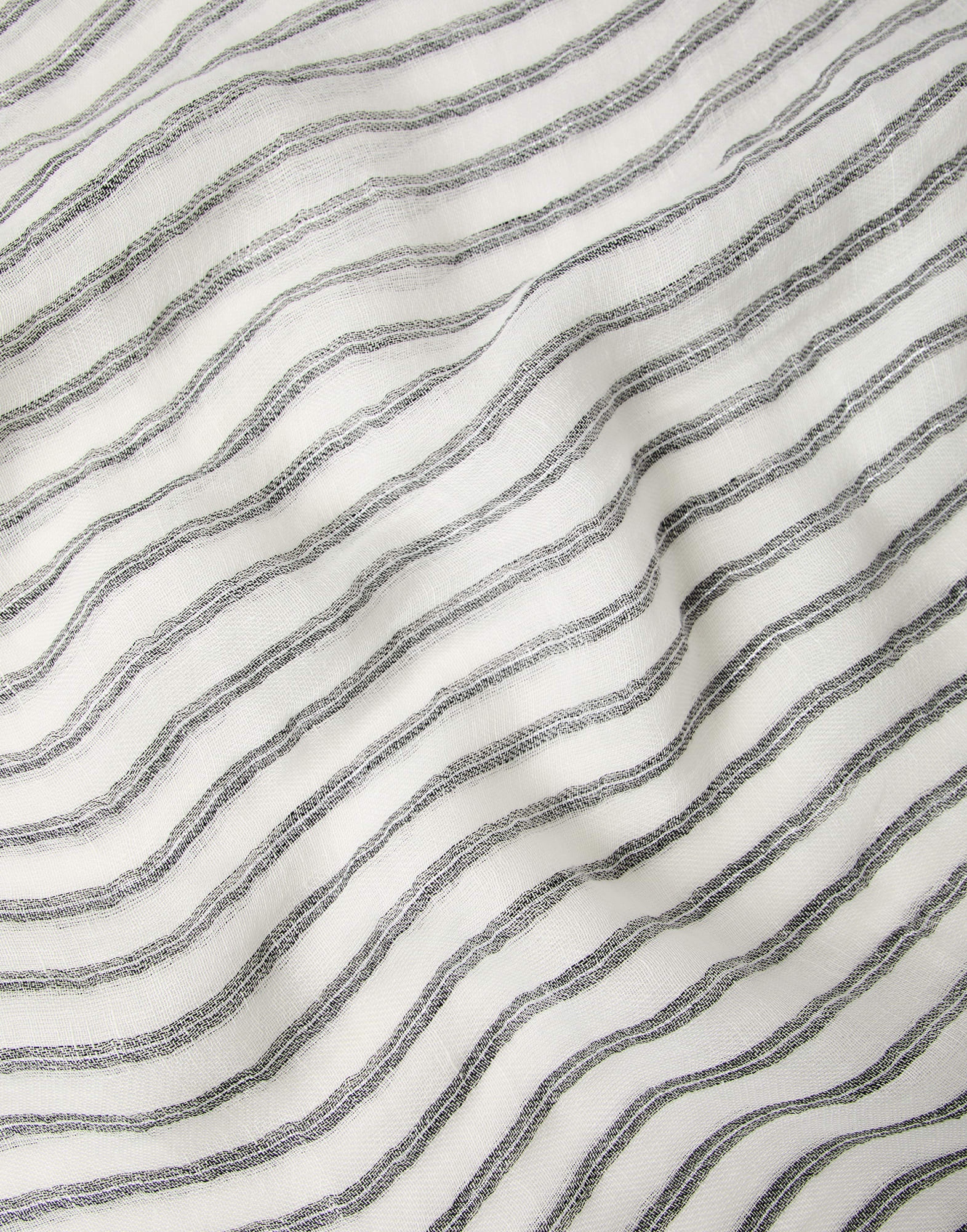 Sparkling striped linen scarf with fringe - 3