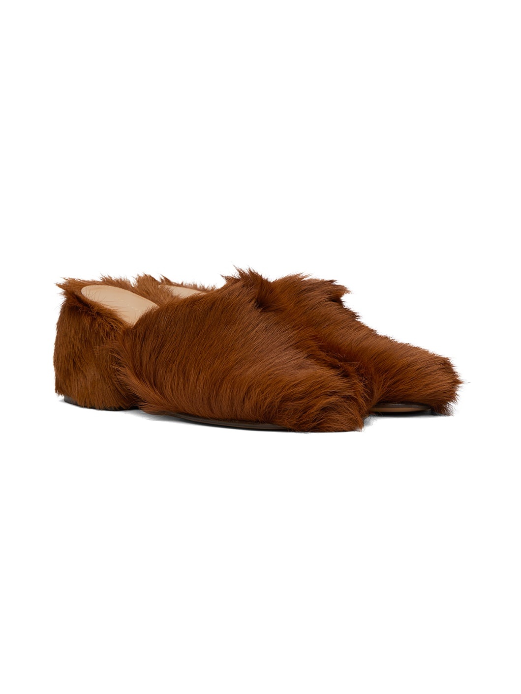 Brown Faux-Fur Mules - 4