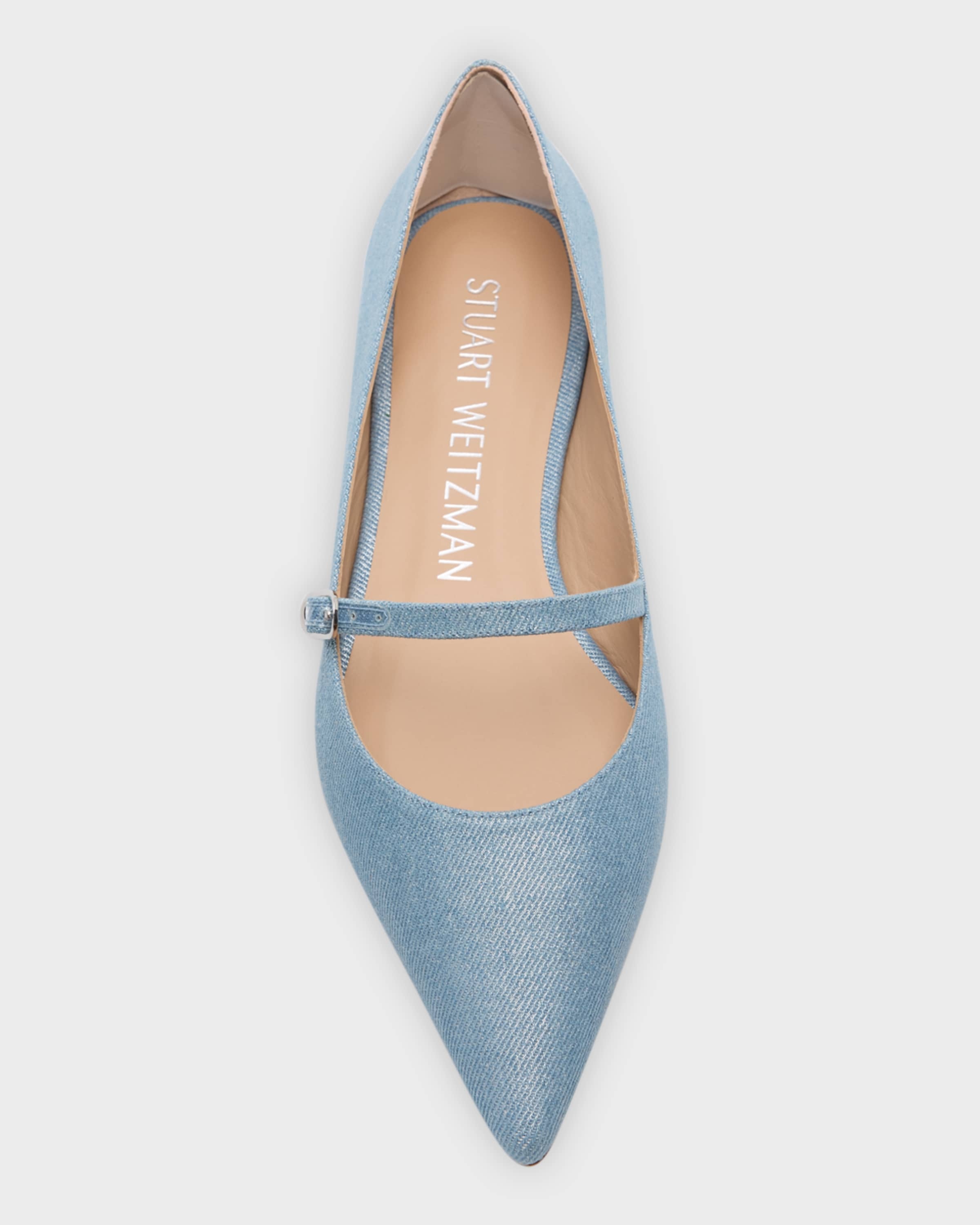 Emilia Metallic Denim Mary Jane Ballerina Flats - 6