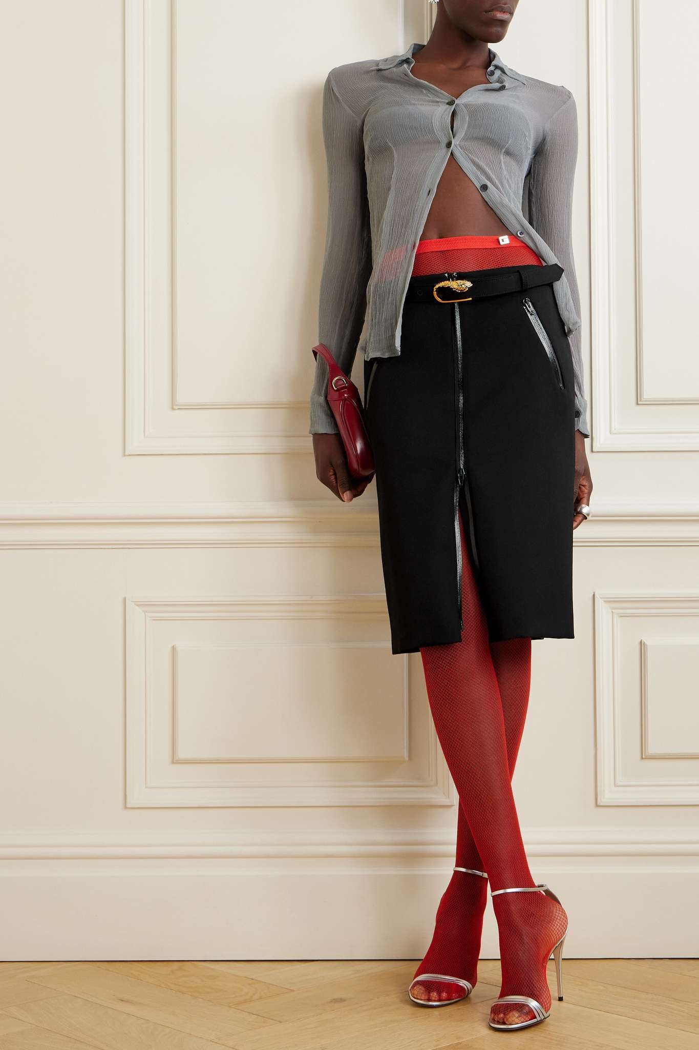 GUCCI Wool skirt with detachable belt | REVERSIBLE