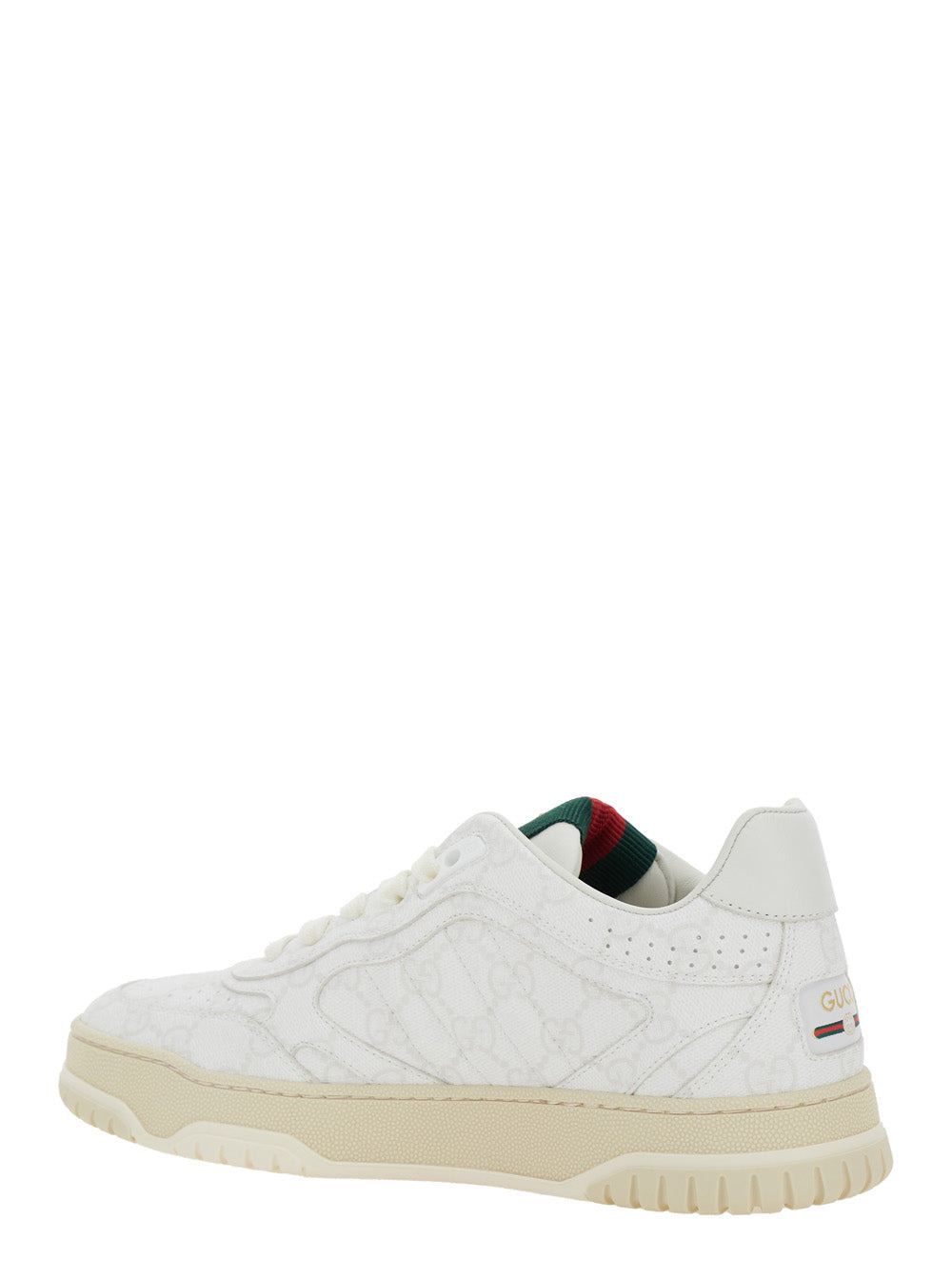 Gucci Women 'Re-Web' White Low Top Sneakers With All-Over Gg Motif In Leather Woman - 3