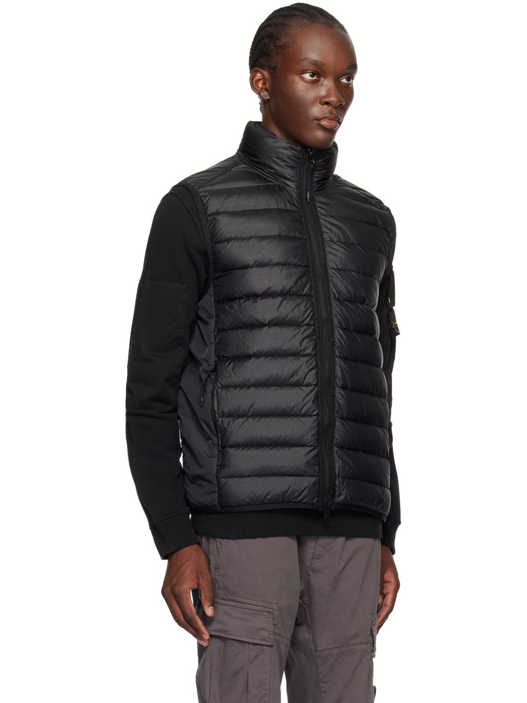 りんご　DOWN VEST ブラック Stone Island Black Quilted Down Vest | ssense | REVERSIBLE