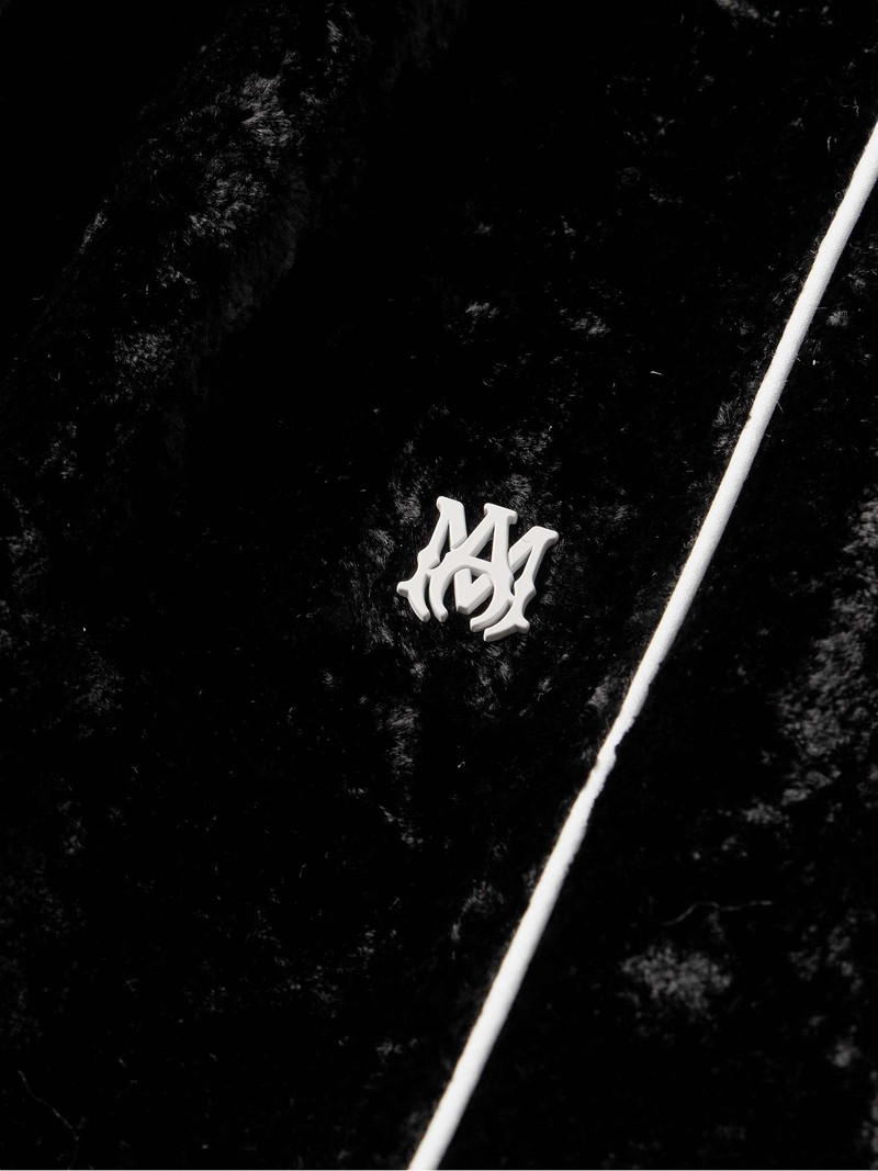 Straight-Leg Logo-Appliquéd Crushed-Velvet 트랙 바지 4