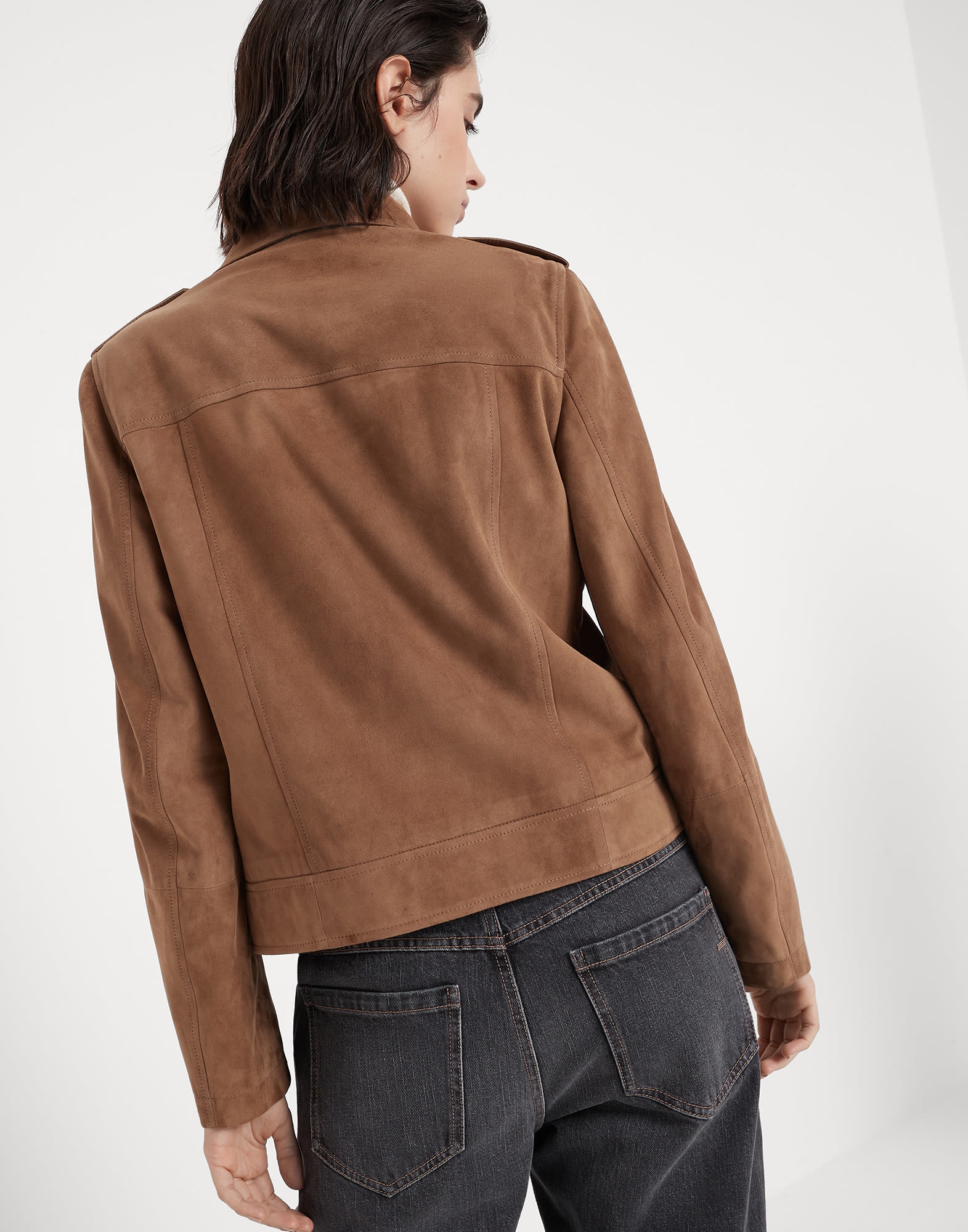 Suede biker jacket with monili - 2