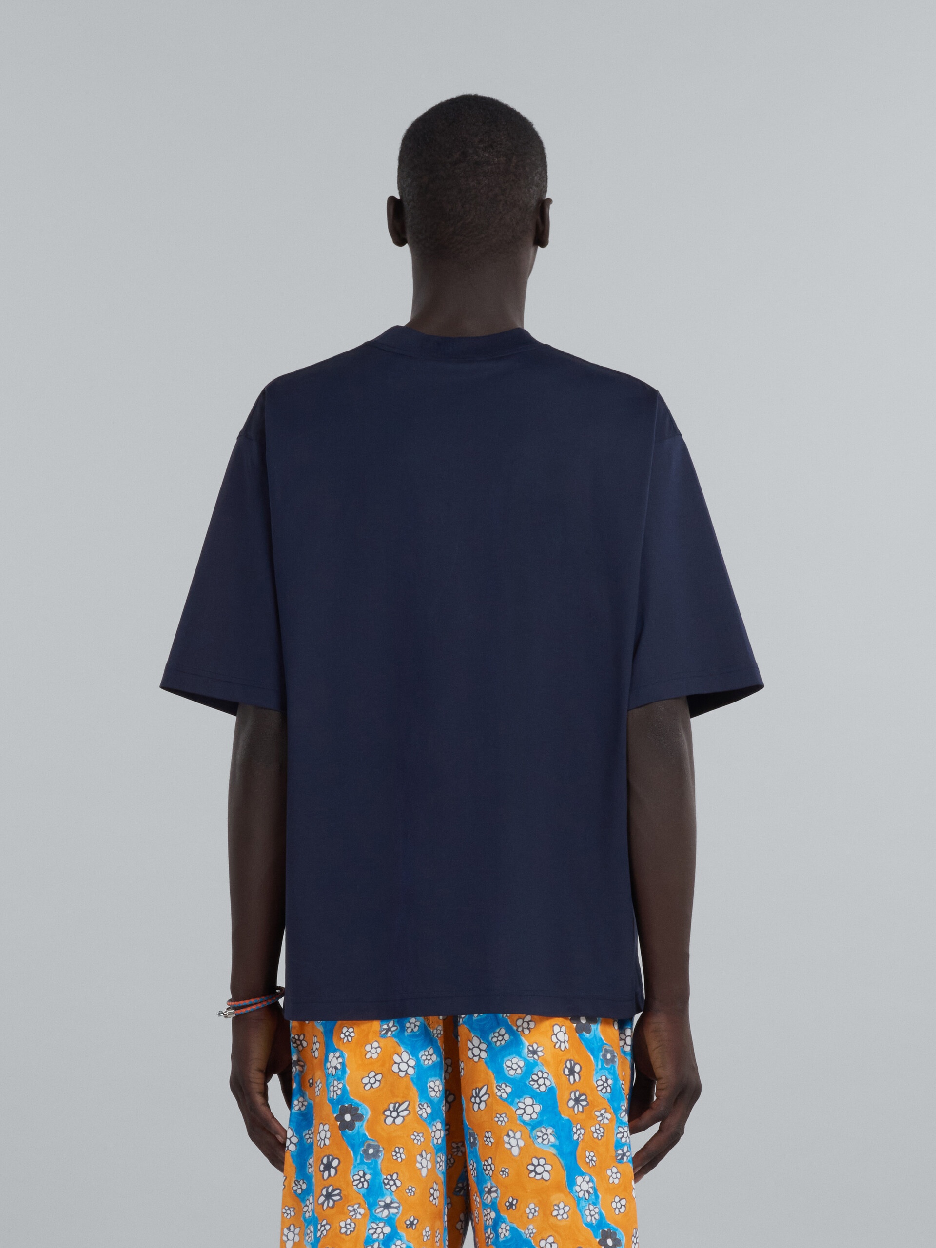 BLUE BLACK JERSEY LOGO PRINT T-SHIRT - 3