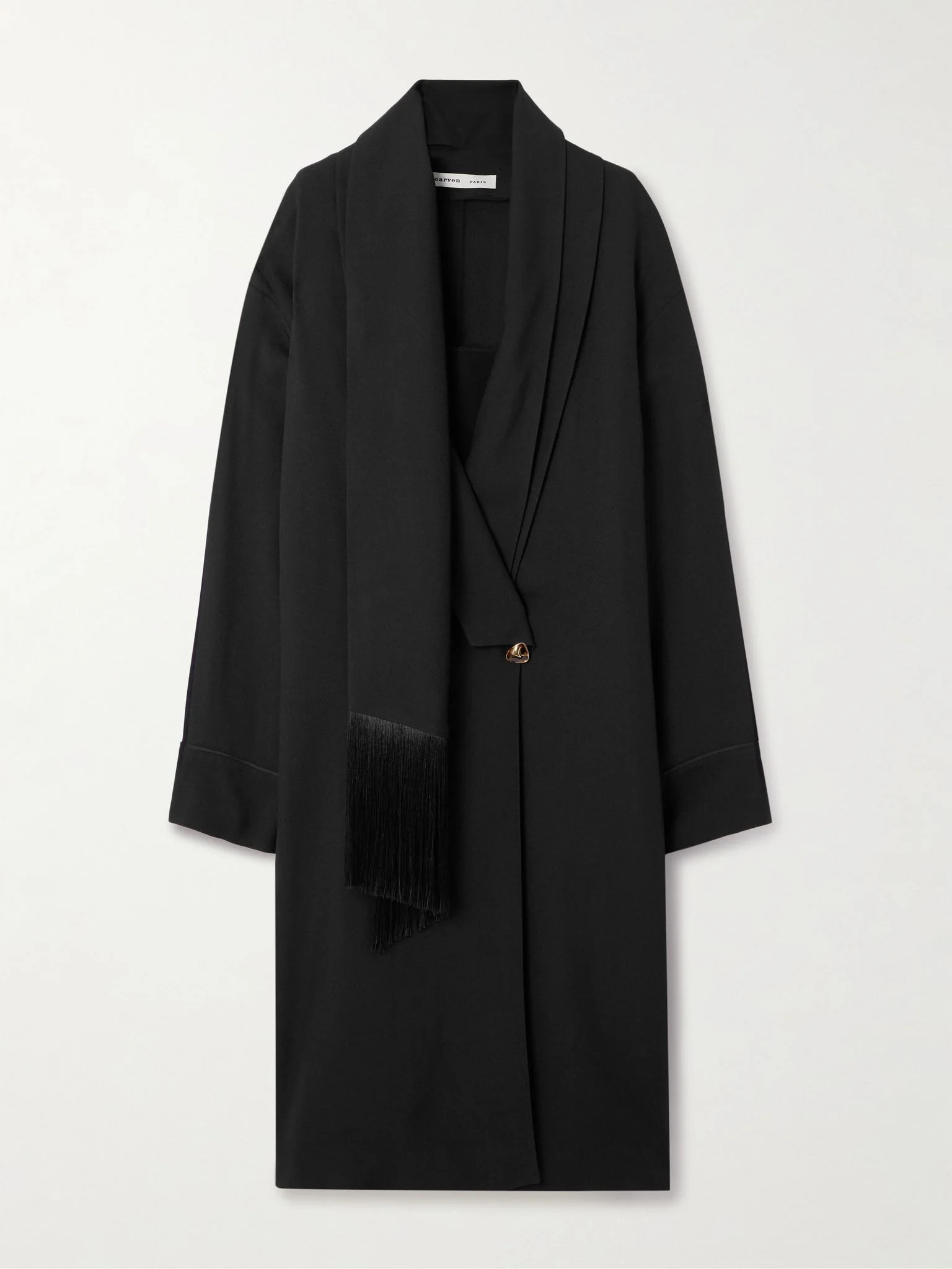 Scarf-detailed crepe midi dress Black - 1