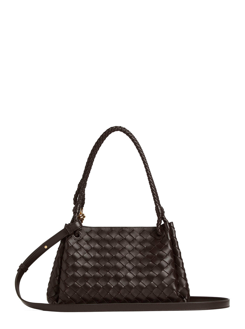 Bottega Veneta Women 'Parachutte' Brown Shoulder Bag With Knot Detail And Intrecciato Motif In Leath - 3