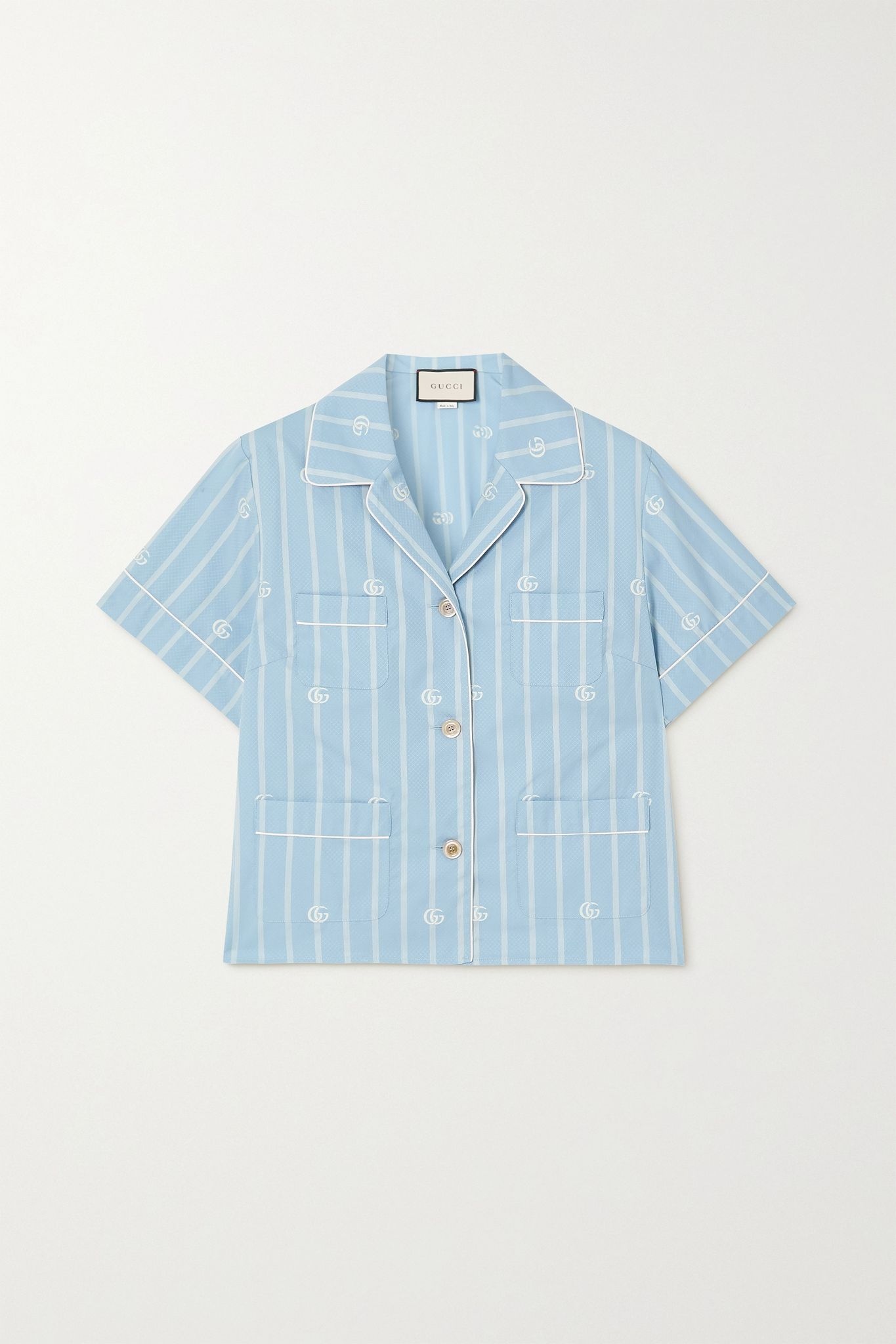 Striped cotton-jacquard shirt - 1