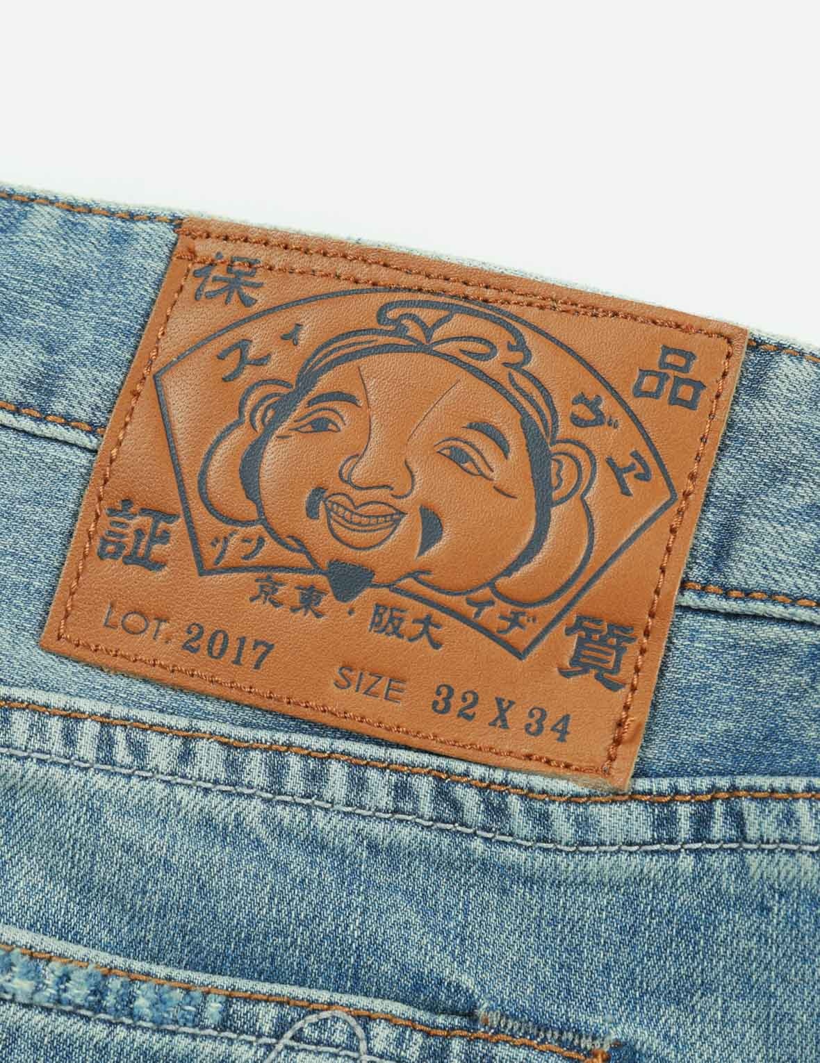WASHED MULTIPLE DISTRESSED PRINT WITH SPLATTER MARKS CARROT FIT JEANS #2017 - 13