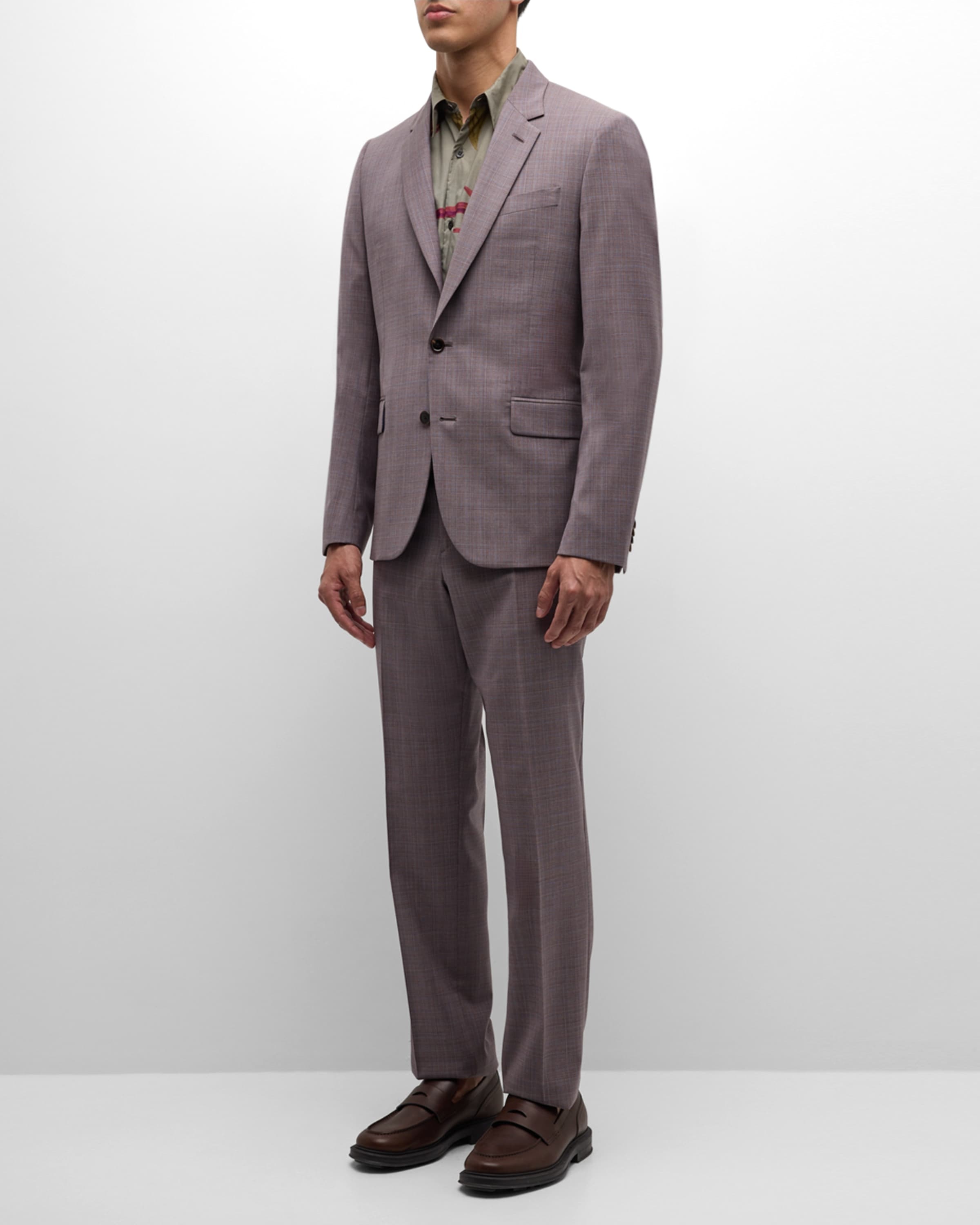 Men's Melange Plaid Suit - 3