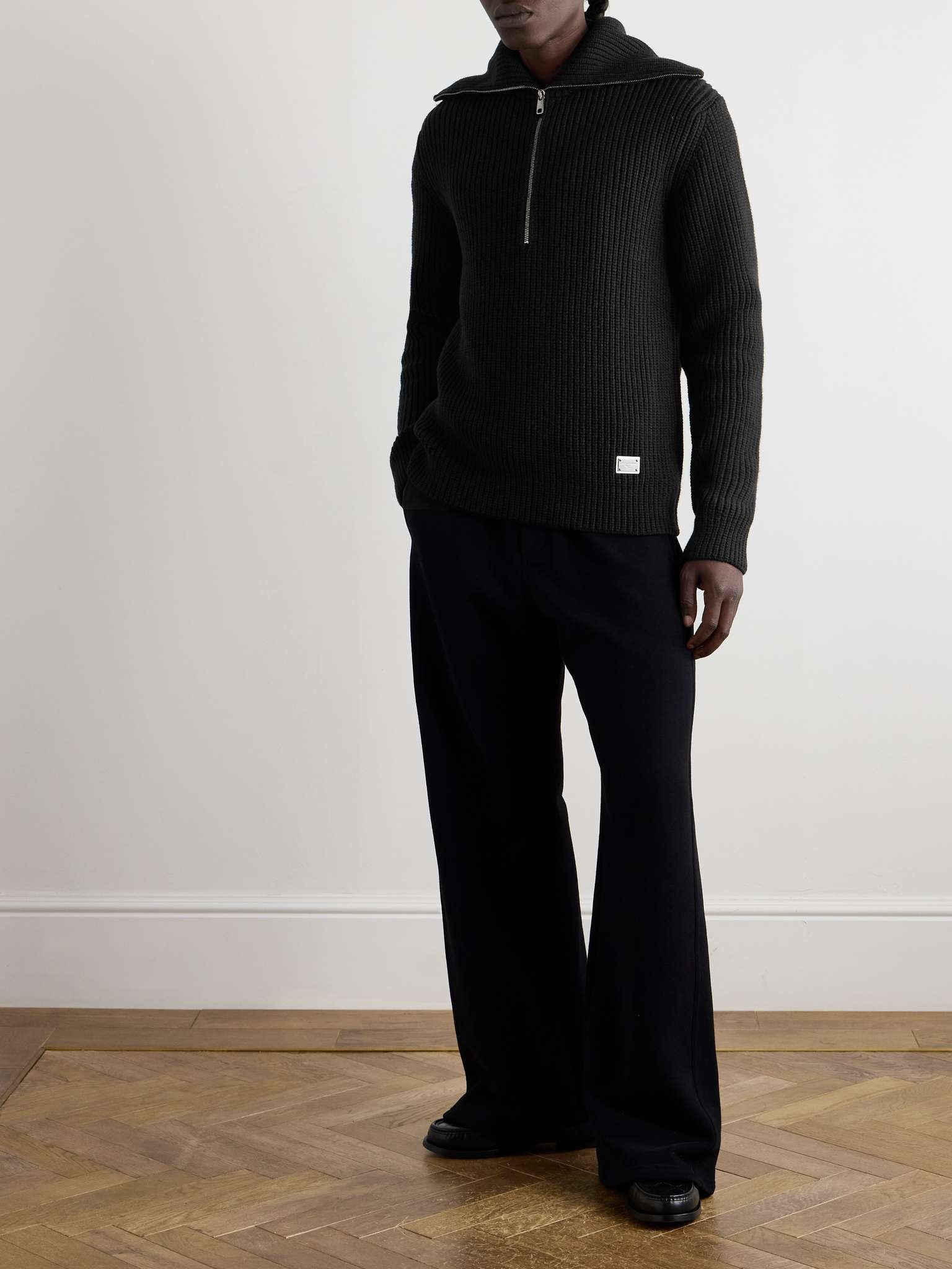 Logo-Appliquéd Ribbed Wool Half-Zip Sweater - 2