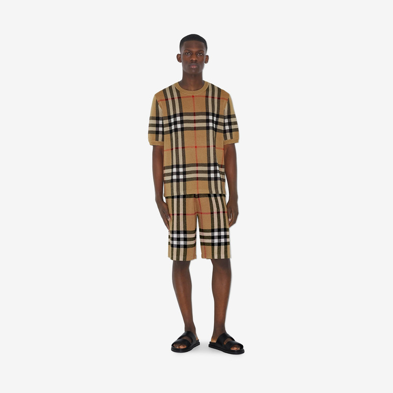 Burberry Short-sleeve Check Silk Wool Jacquard Top outlook
