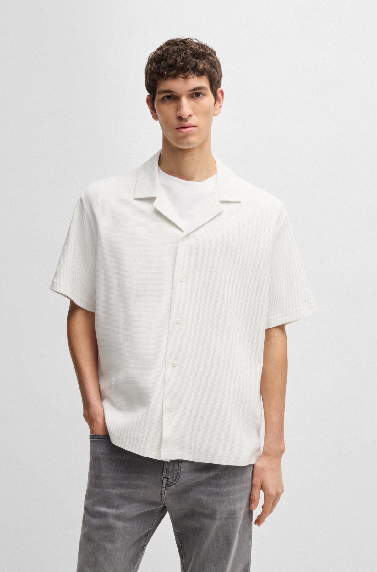 RELAXED-FIT SHIRT IN WAFFLE COTTON - 2
