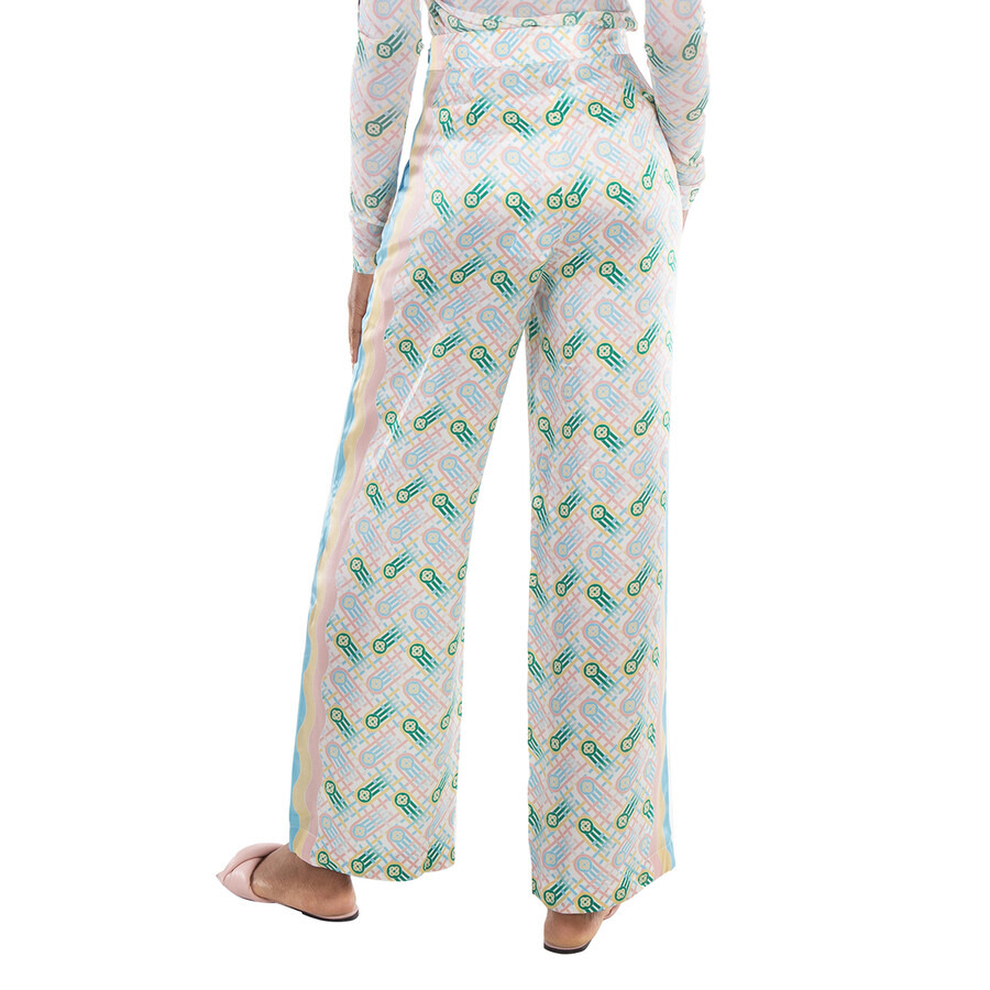 Casablanca Ladies Multicolor Ping Pong Silk Trousers - 4