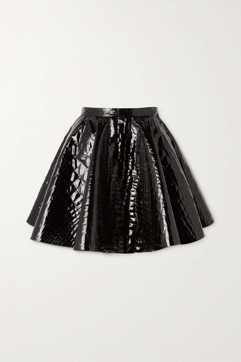 Croc-effect vinyl mini skirt - 1