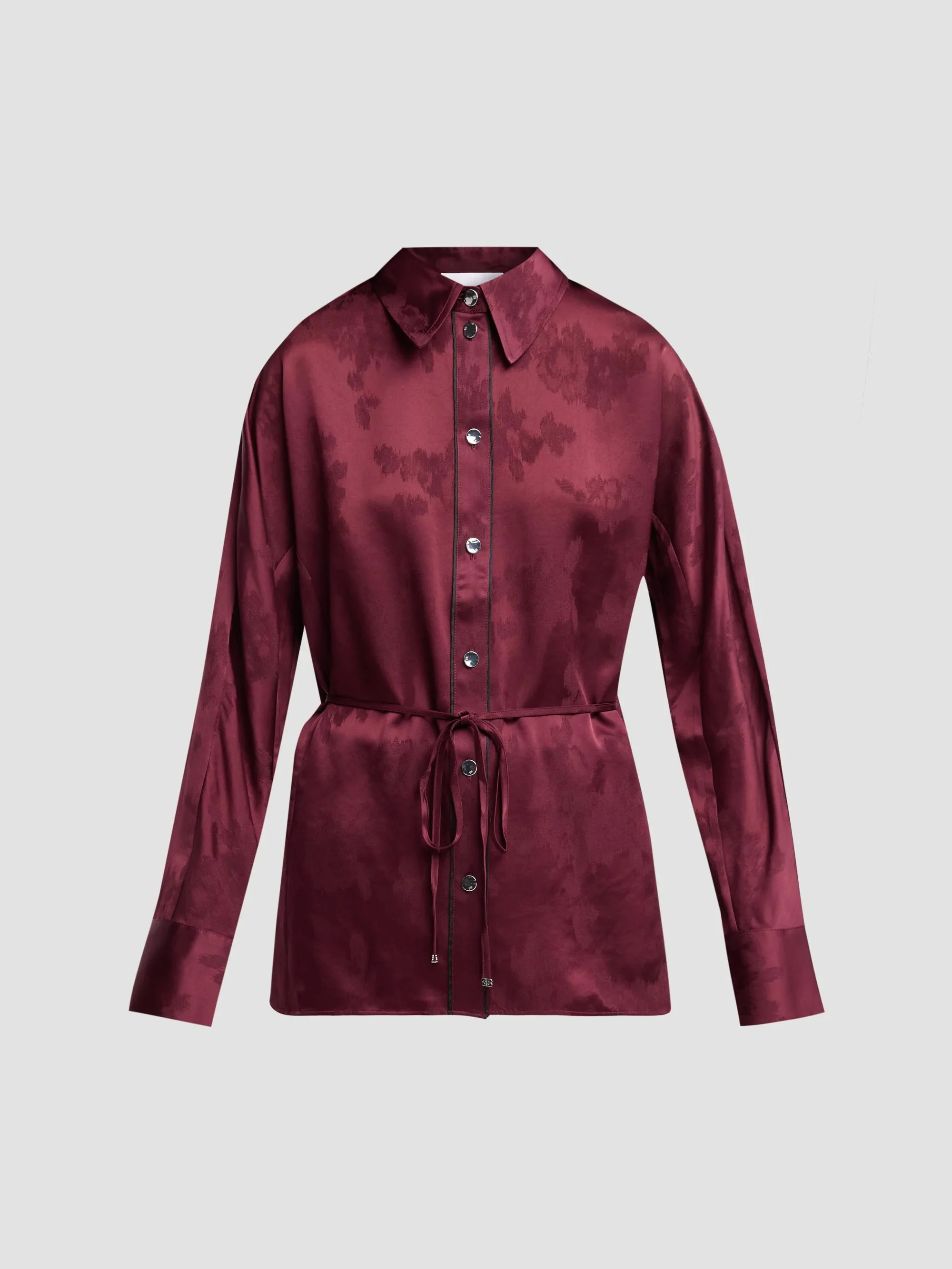 Women's Satin Jacquard Drawstring Shirt - Port Royal - 1
