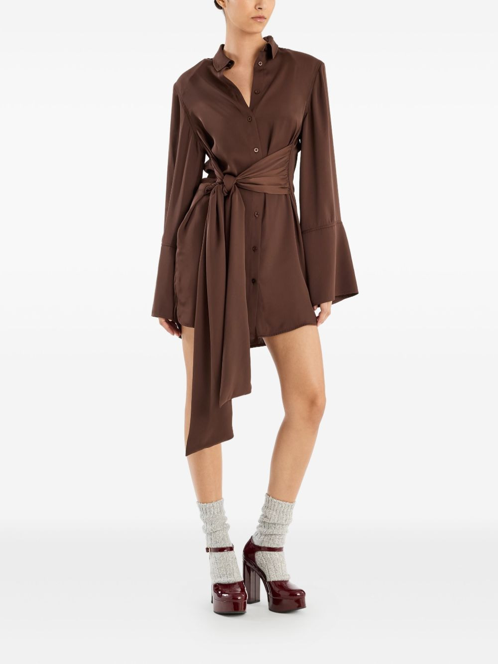 tie-waist shirt mini dress - 2