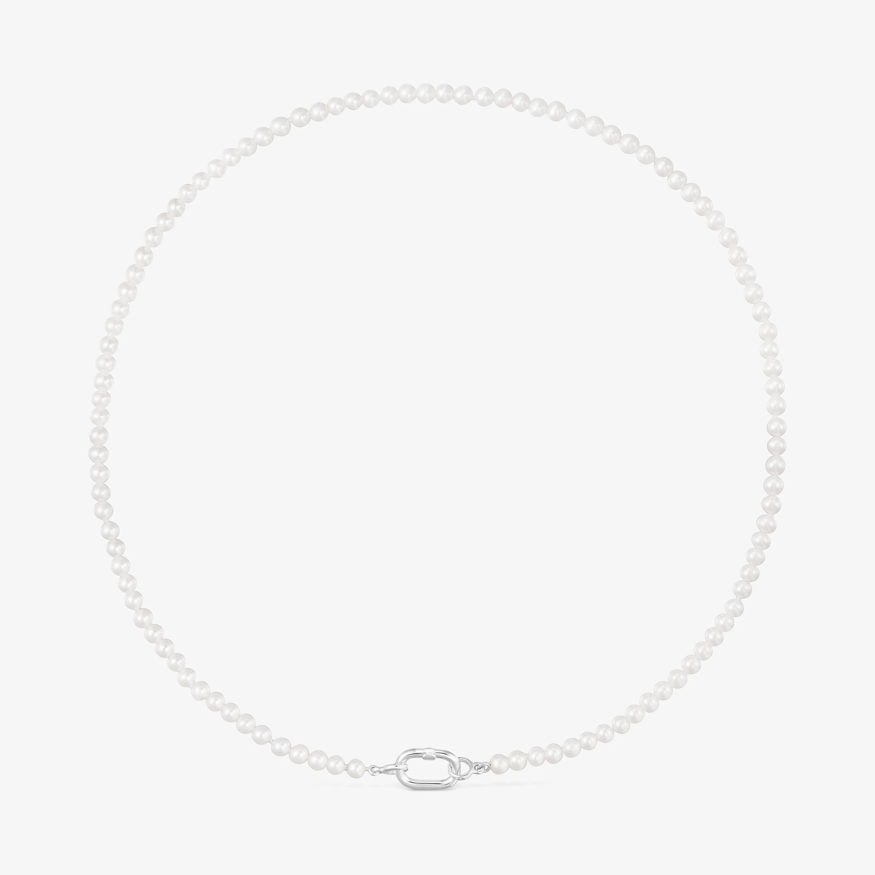 Necklace with cultured pearls and silver ring Hold Oval - 1