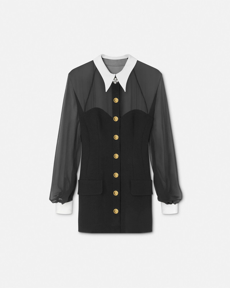 Contrast-Collar Bustier Mini Dress 1