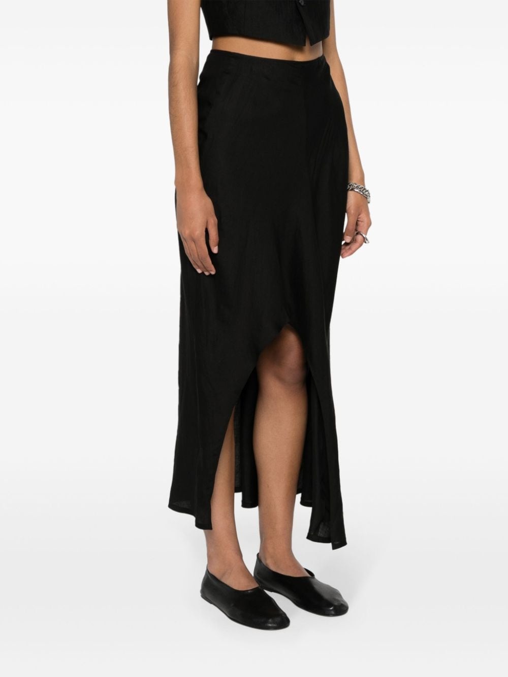 pleat-detail asymmetric skirt - 3